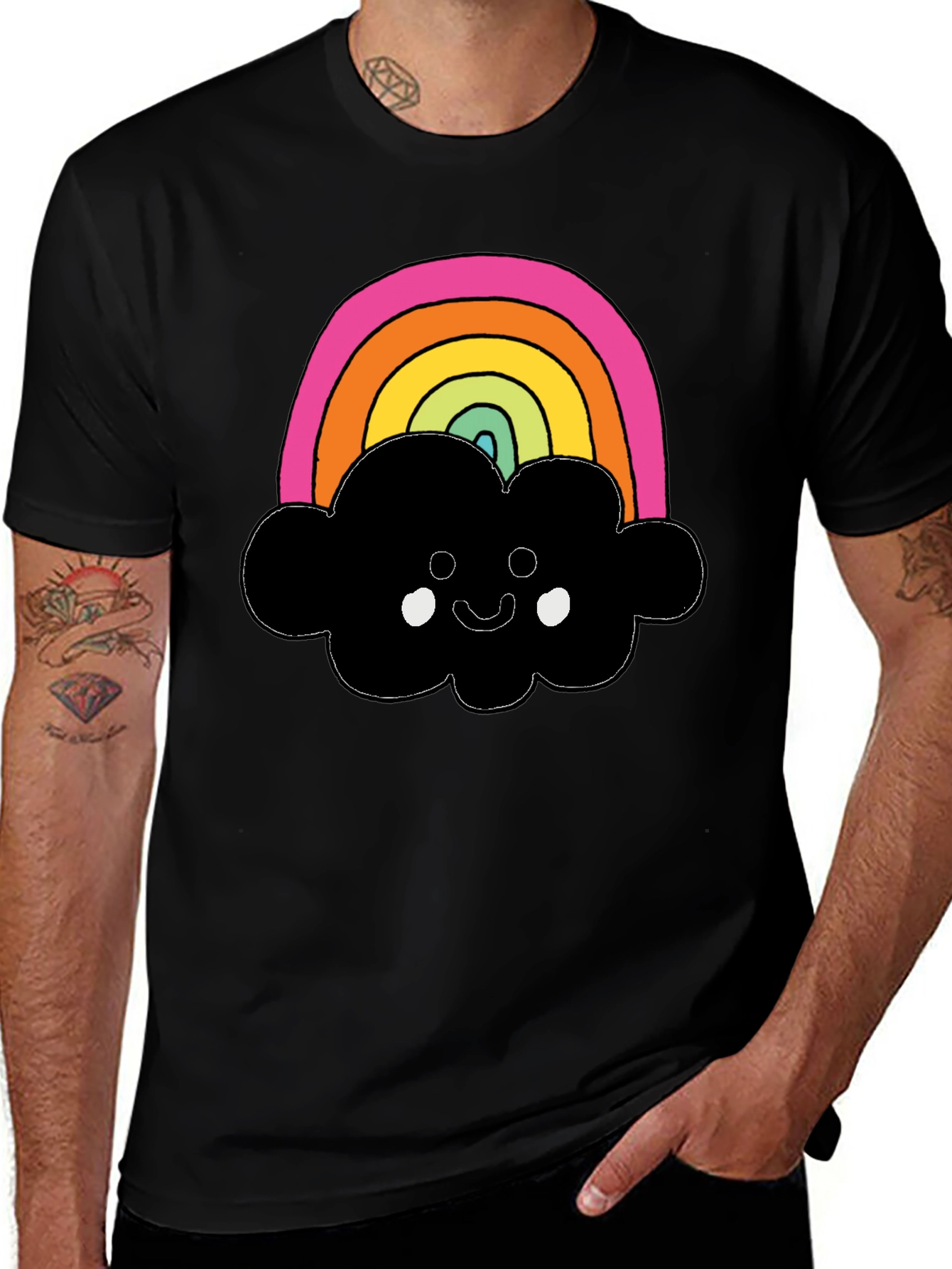 Variant 26 of Rainbow Cloud Graphic T-Shirt - Black
