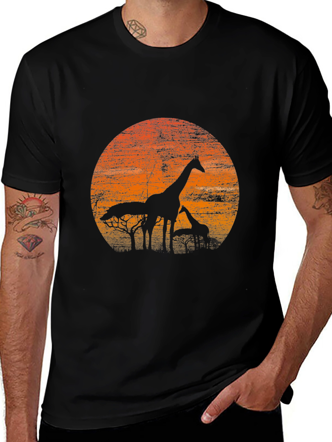 Variant 13 of Sunset Giraffe Silhouette T-Shirt