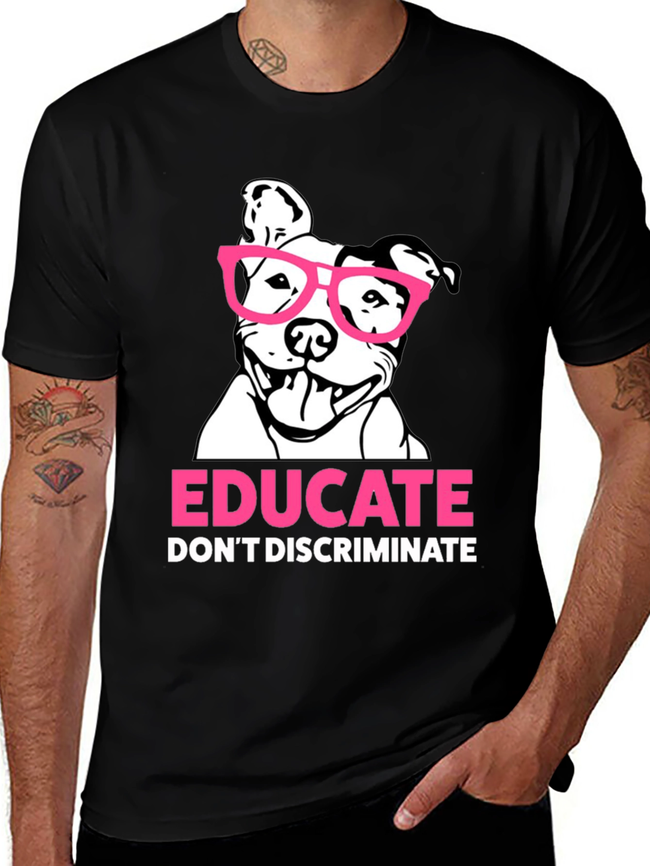 Educate Pit Bull Black T-Shirt