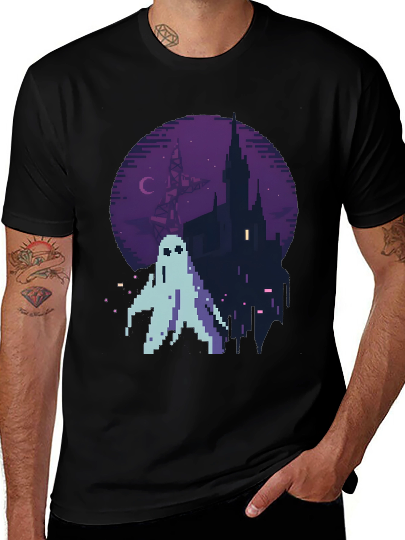 Variant 19 of Pixel Ghost Castle T-Shirt