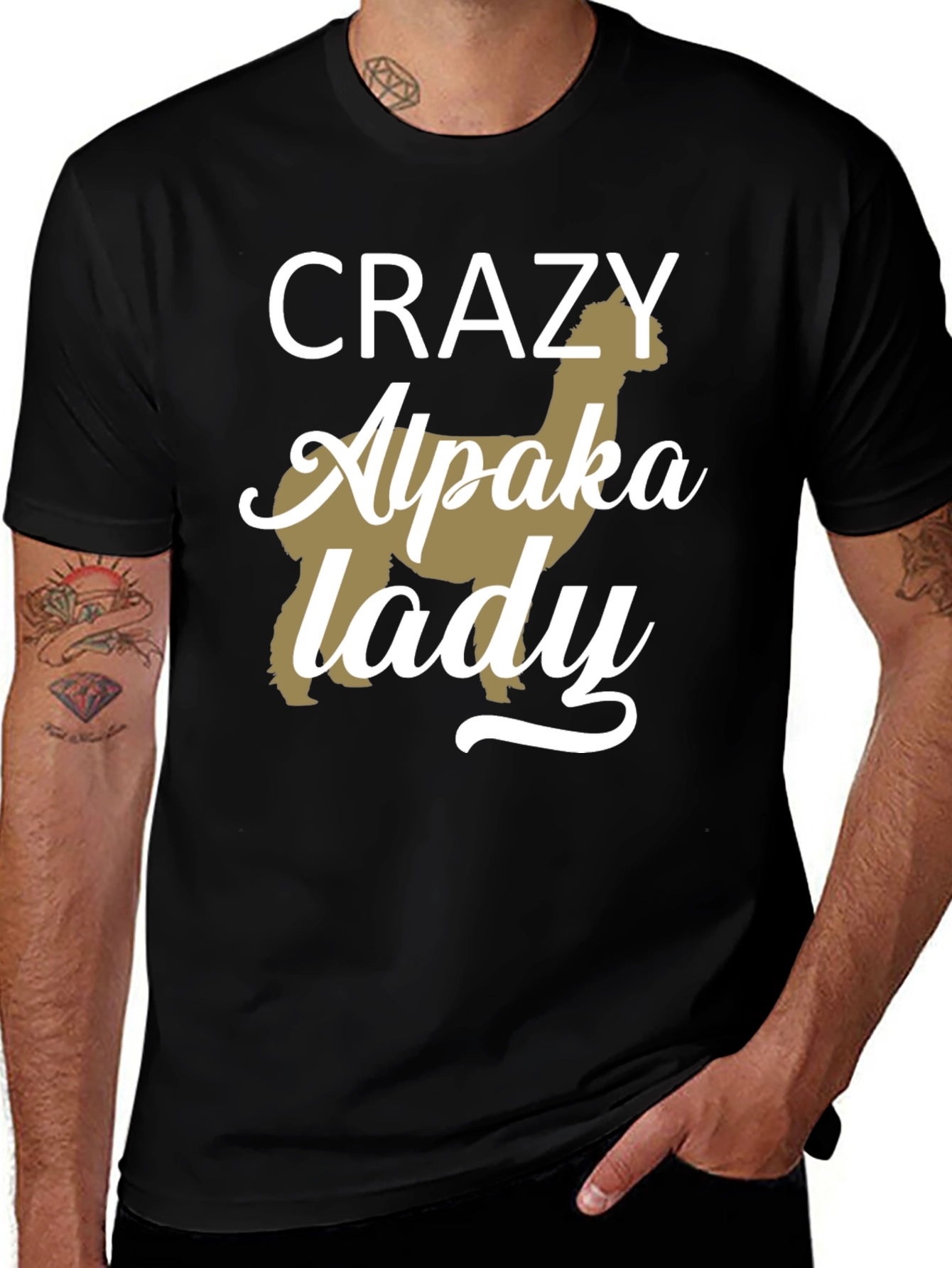 Variant 27 of Crazy Alpaca Lady T-Shirt - Black