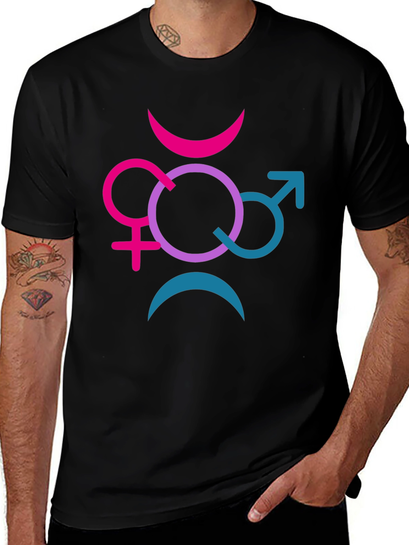 Bisexual Pride T-Shirt with Gender Symbol Design