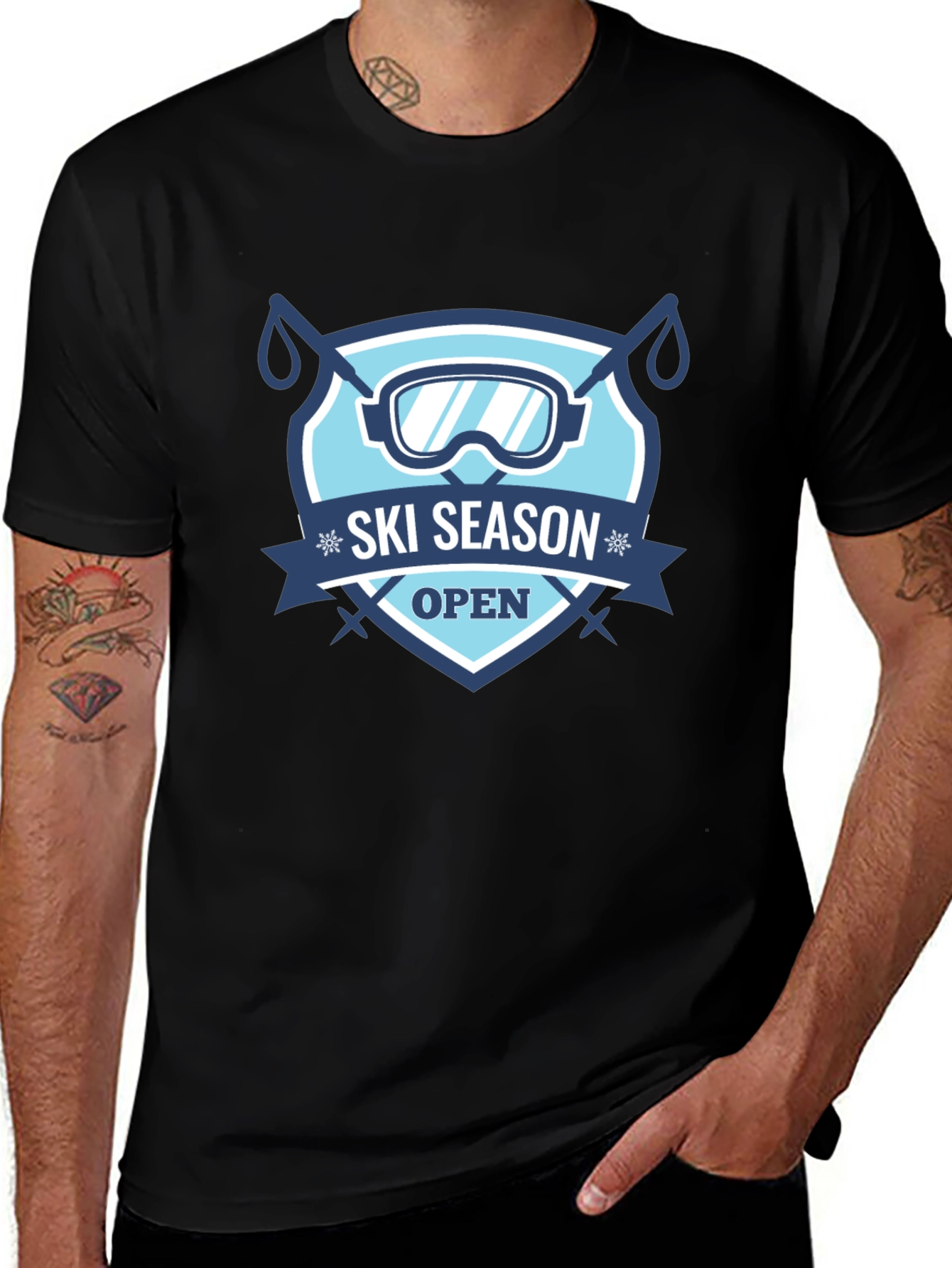 Variant 18 of Ski Season Open Black T-Shirt