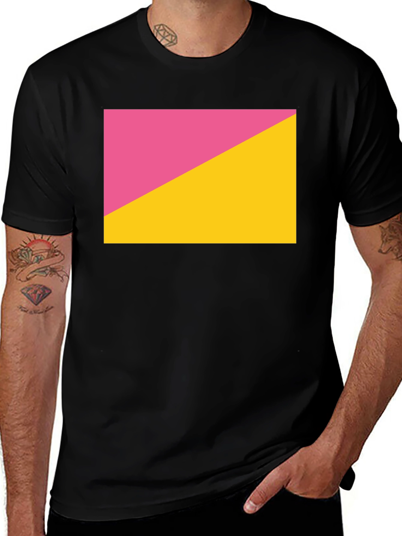 Variant 23 of Geometric Color Block Tee - Casual Style