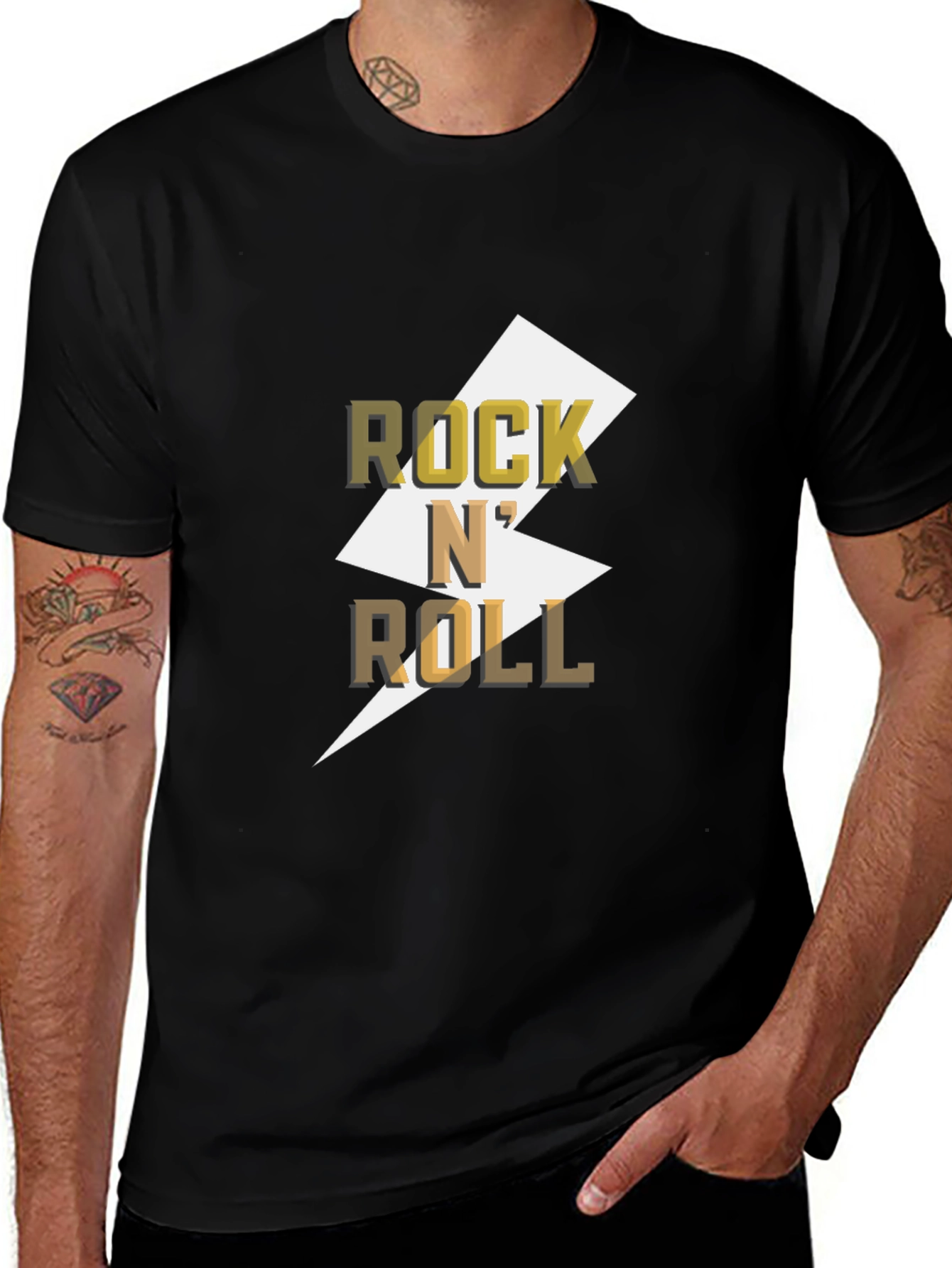 Rock N' Roll Graphic Tee - Black Cotton T-Shirt