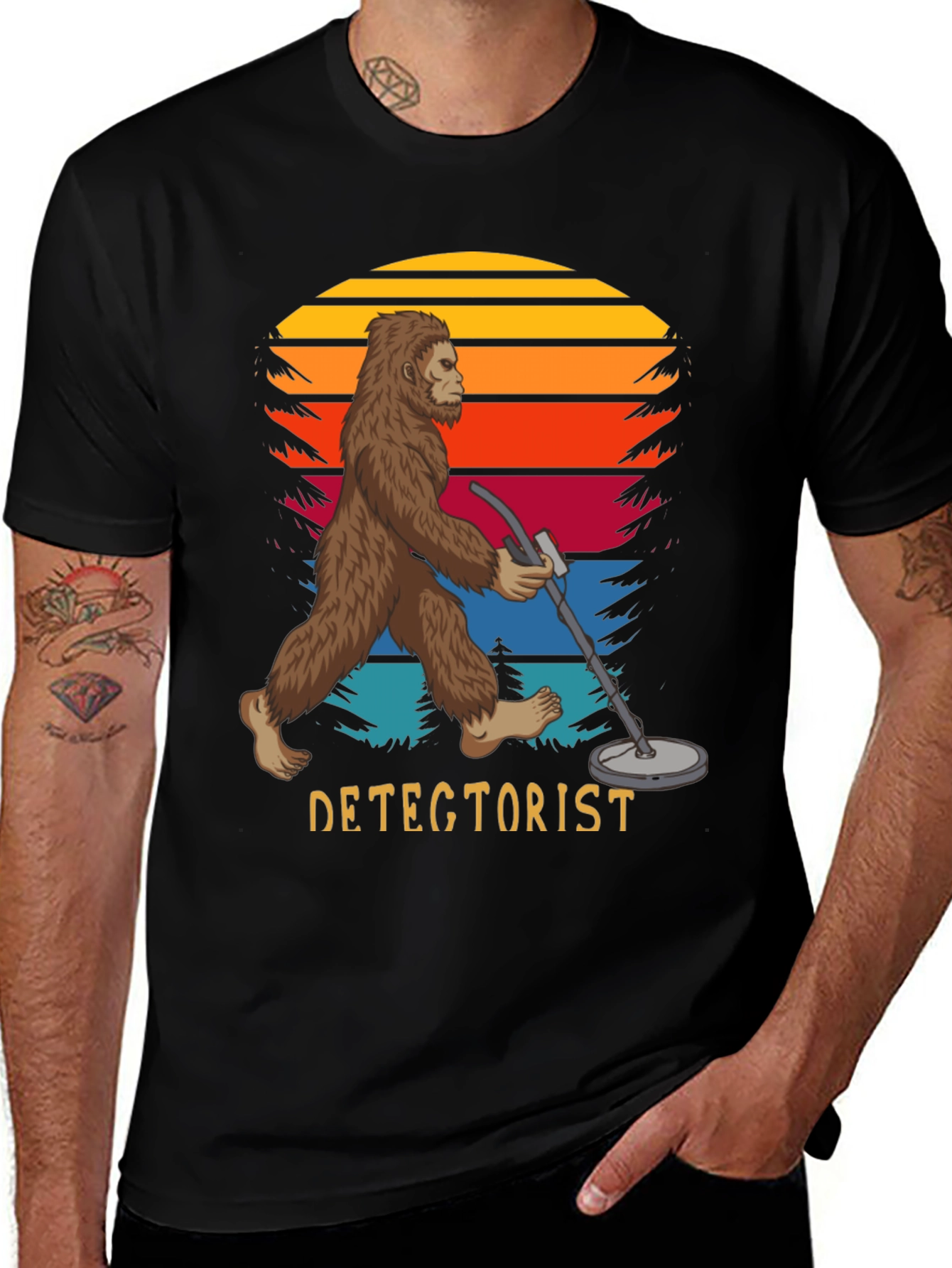 Bigfoot Detectorist T-Shirt - Metal Detecting Sasquatch Tee