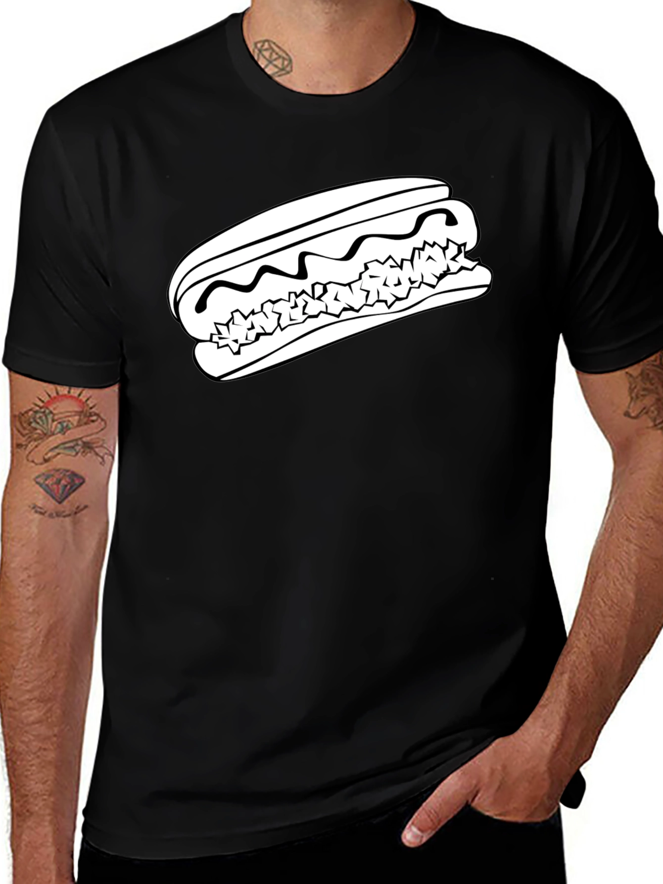 Variant 24 of Hot Dog Graphic Tee - Unisex Black T-Shirt