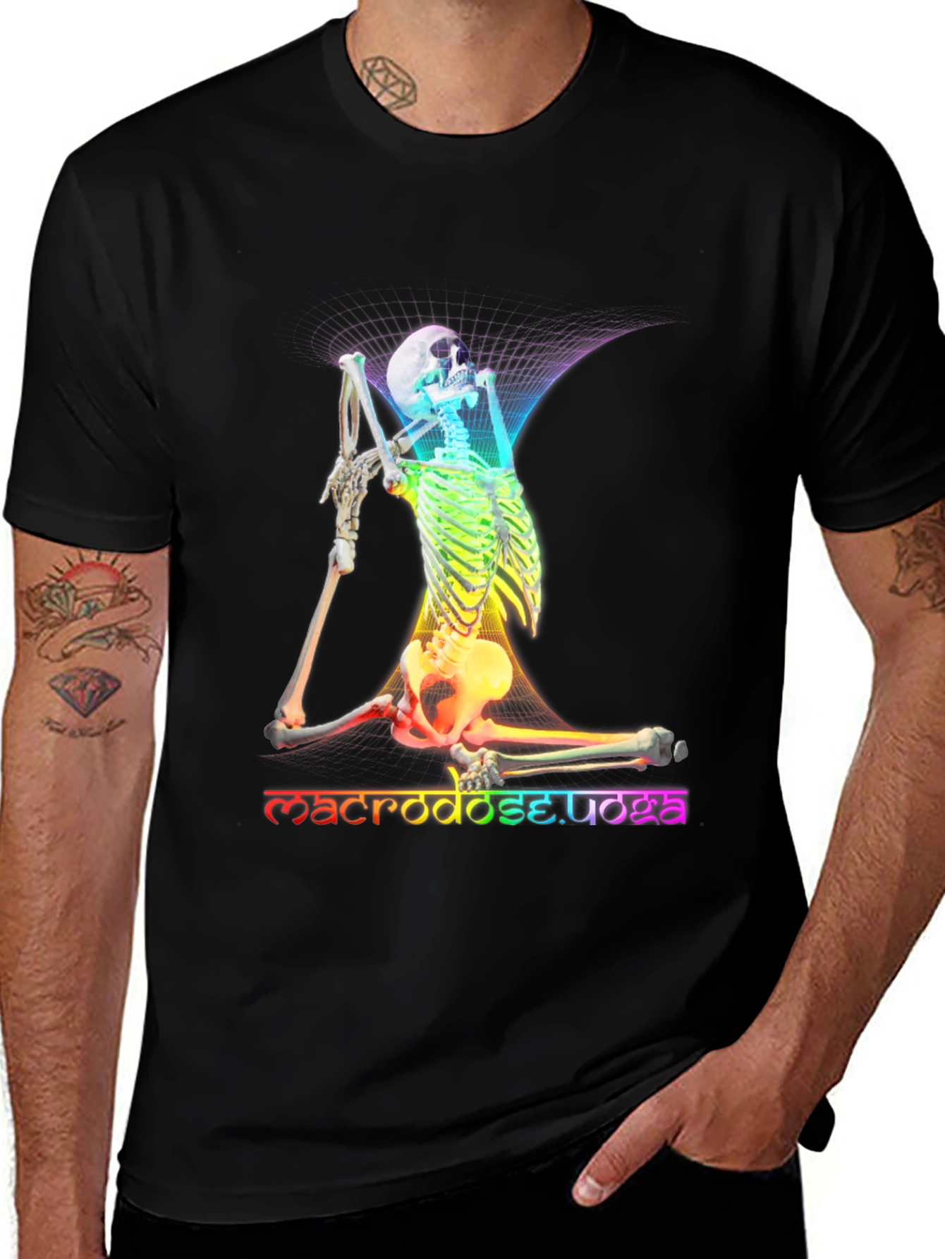 Variant 29 of Rainbow Skeleton Yoga T-Shirt - Macrodose