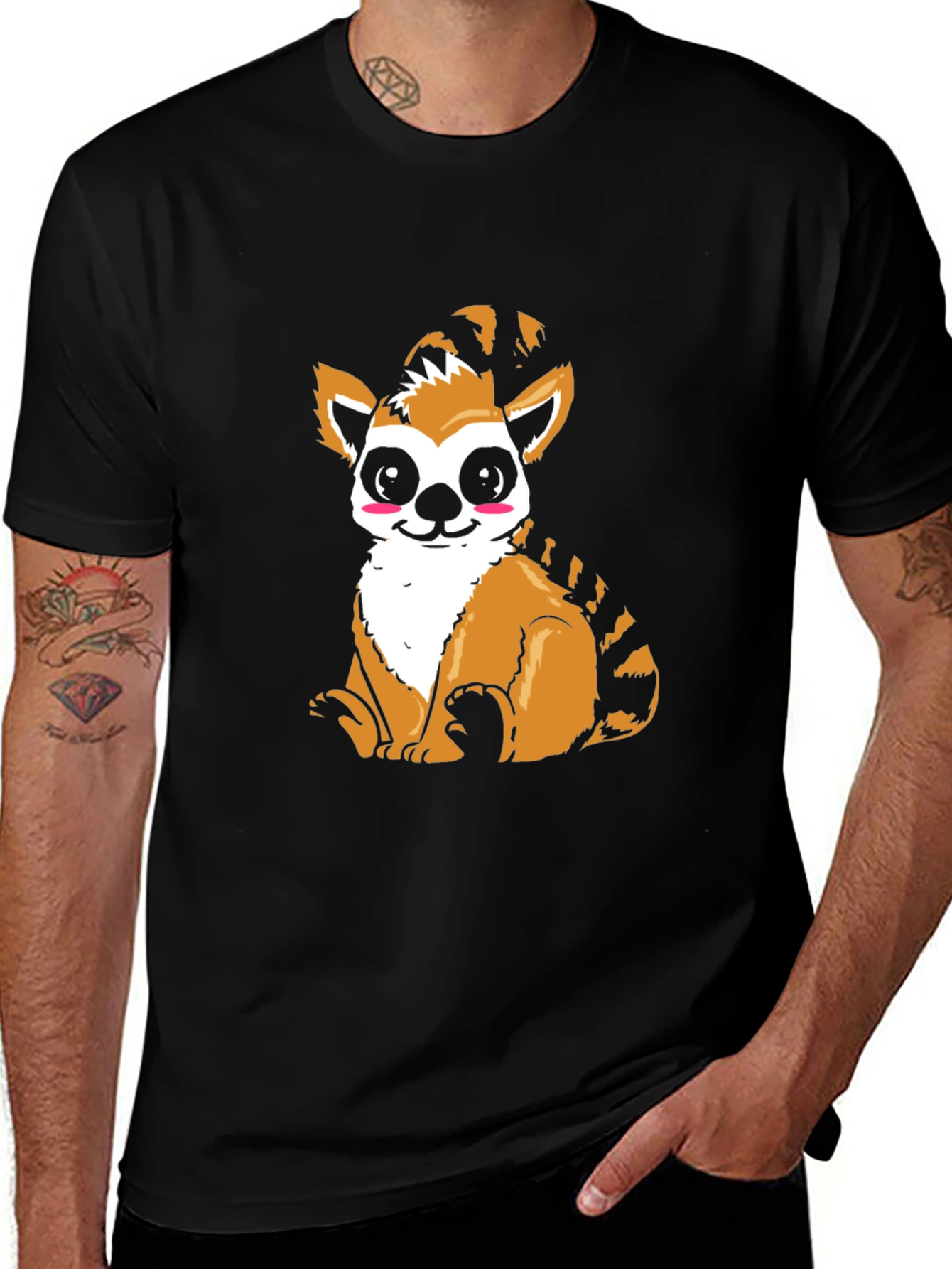 Variant 11 of Cute Lemur Graphic Black T-Shirt