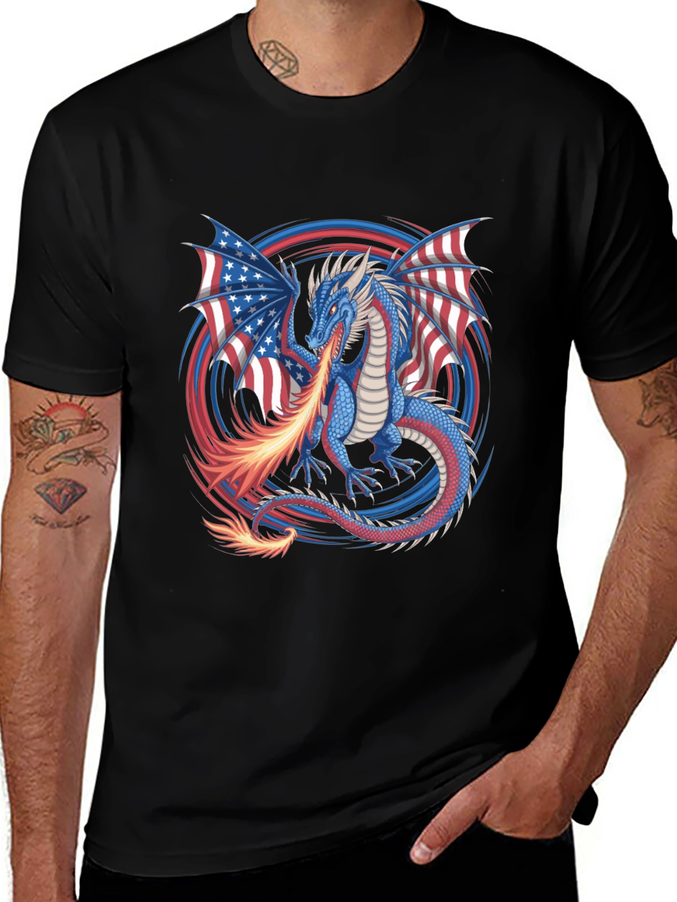 Variant 14 of Patriotic Dragon USA Flag Graphic T-Shirt
