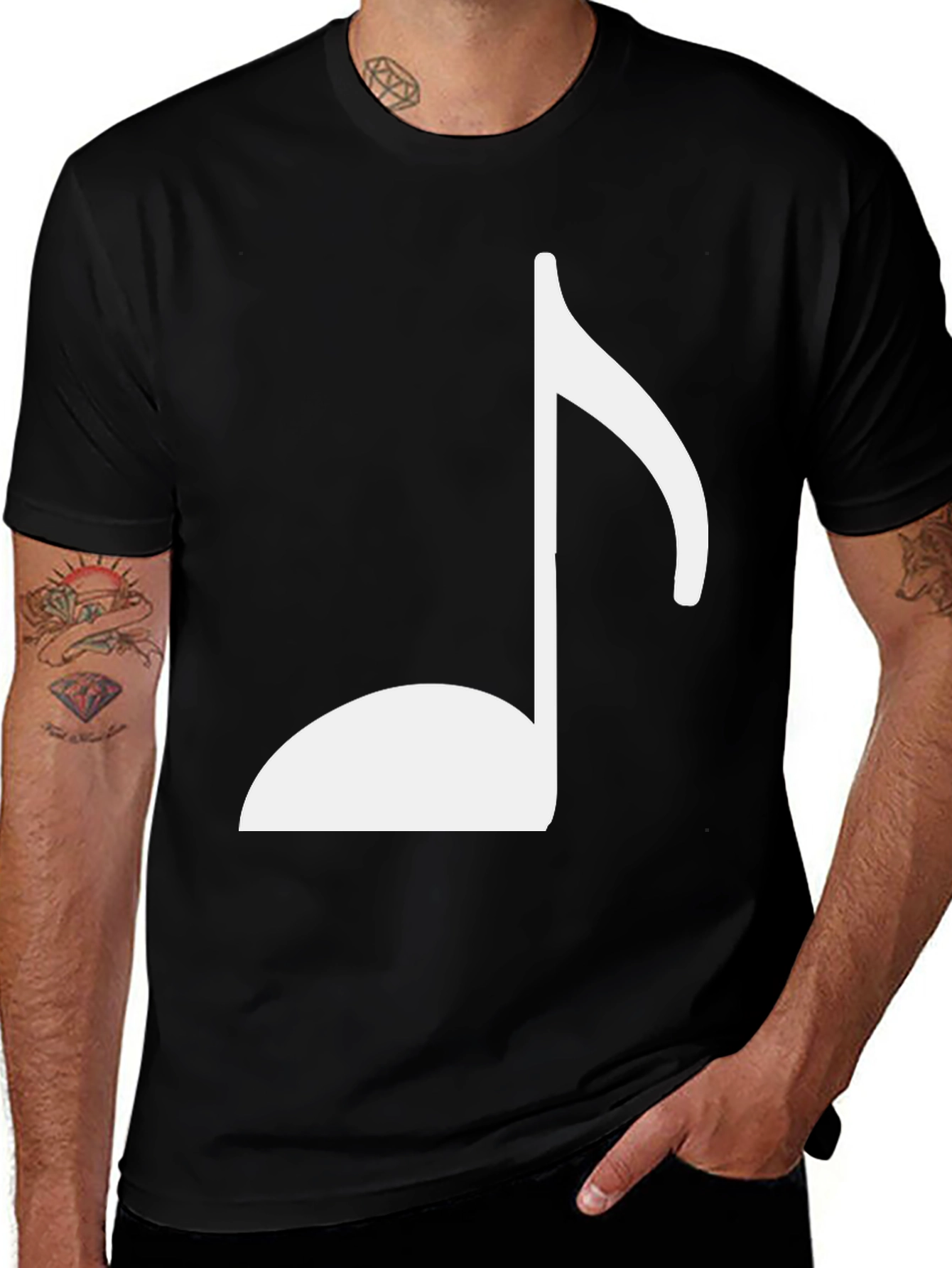 Variant 21 of Musical Note Graphic Tee - Classic Black Cotton Shirt