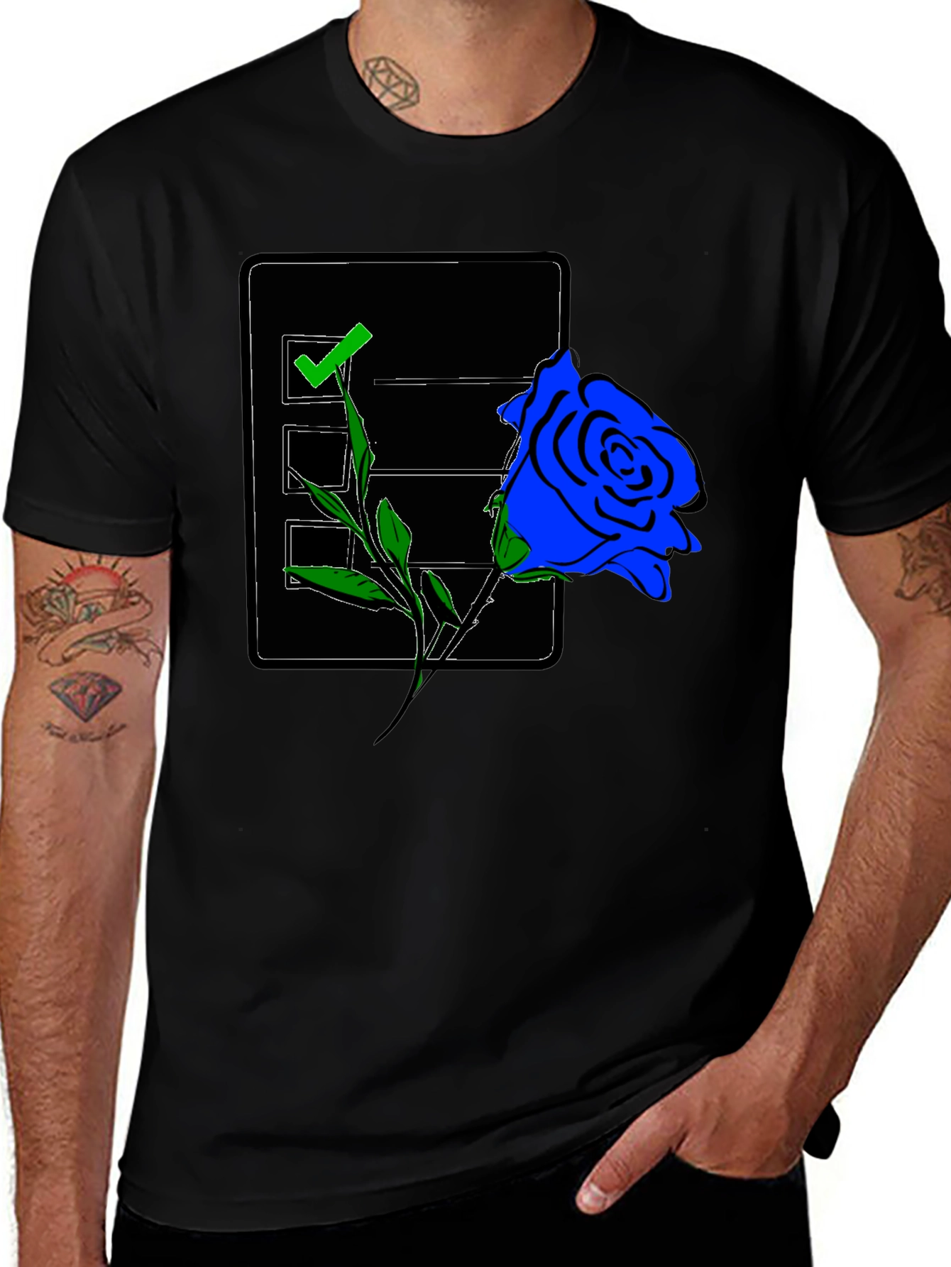 Variant 19 of Blue Rose Checklist T-Shirt