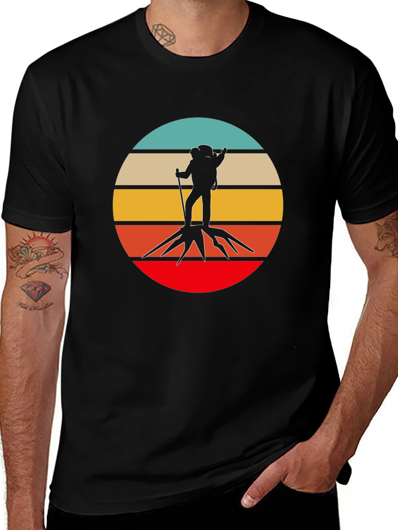 Variant 25 of Vintage Hiker T-Shirt - Black Cotton Graphic Tee