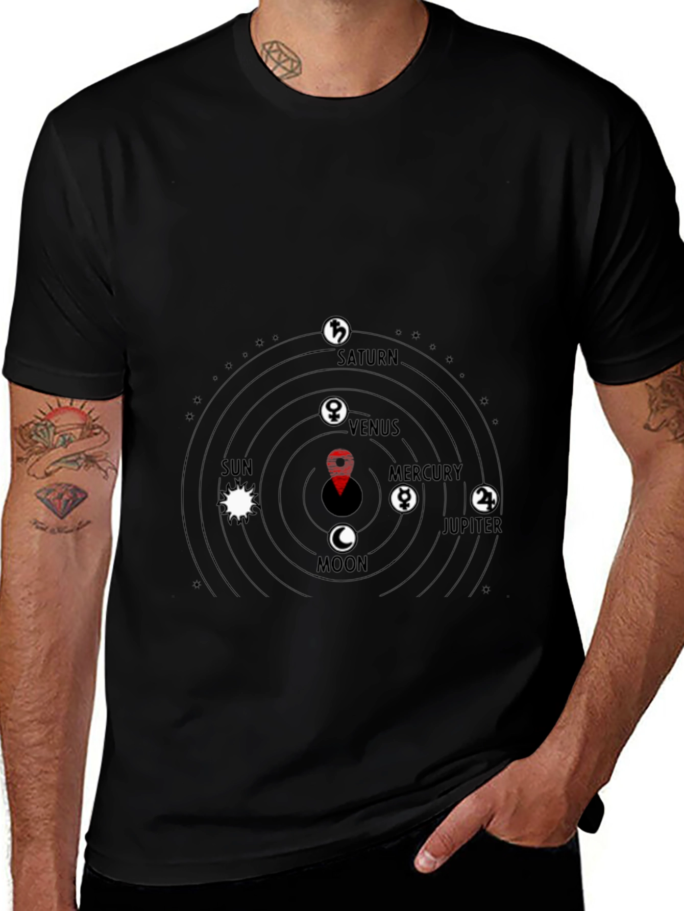Variant 27 of Planetary System Graphic Tee - Black