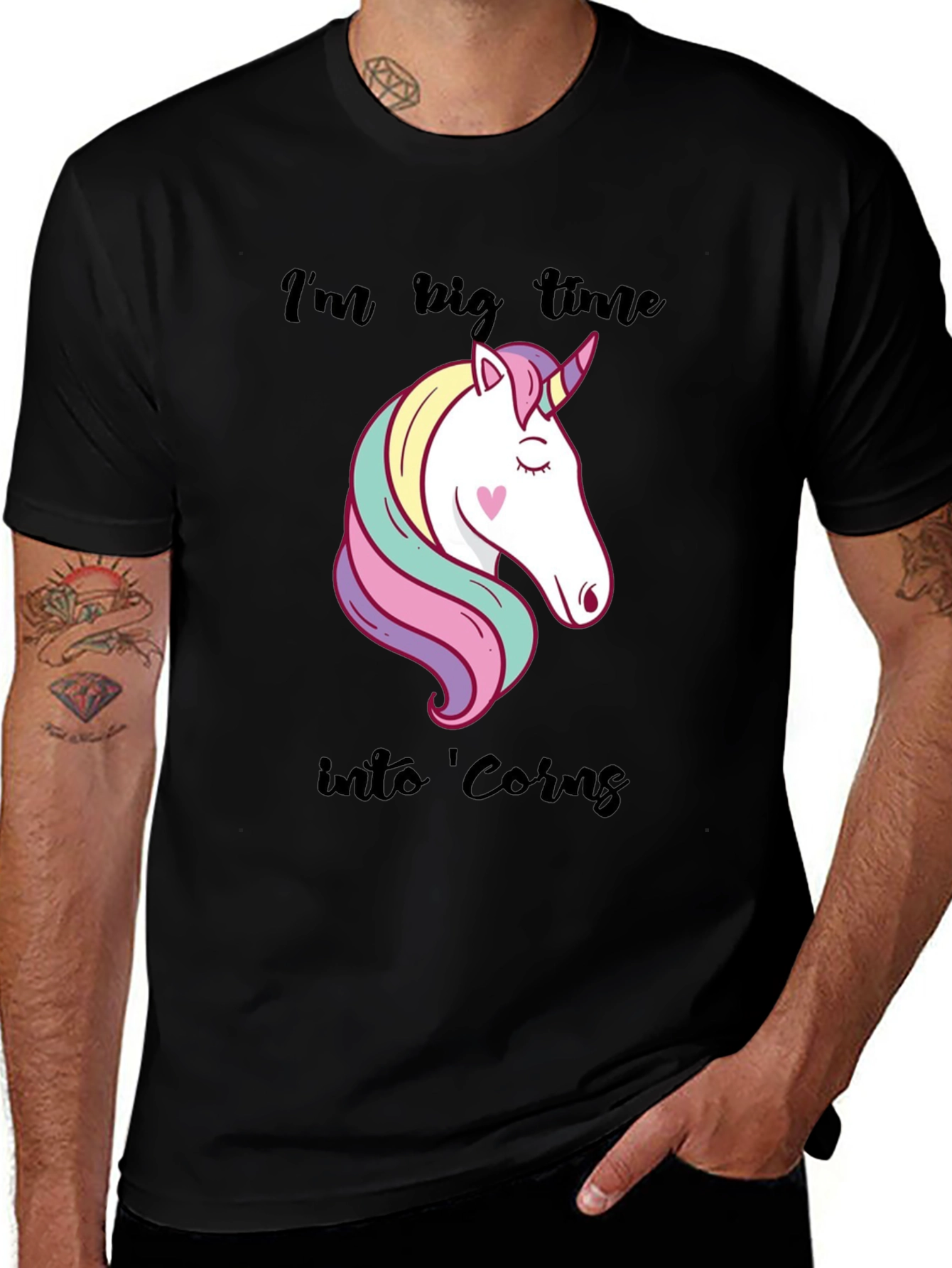 Variant 21 of Unicorn Graphic T-Shirt: I'm Big Time Into 'Corns Tee