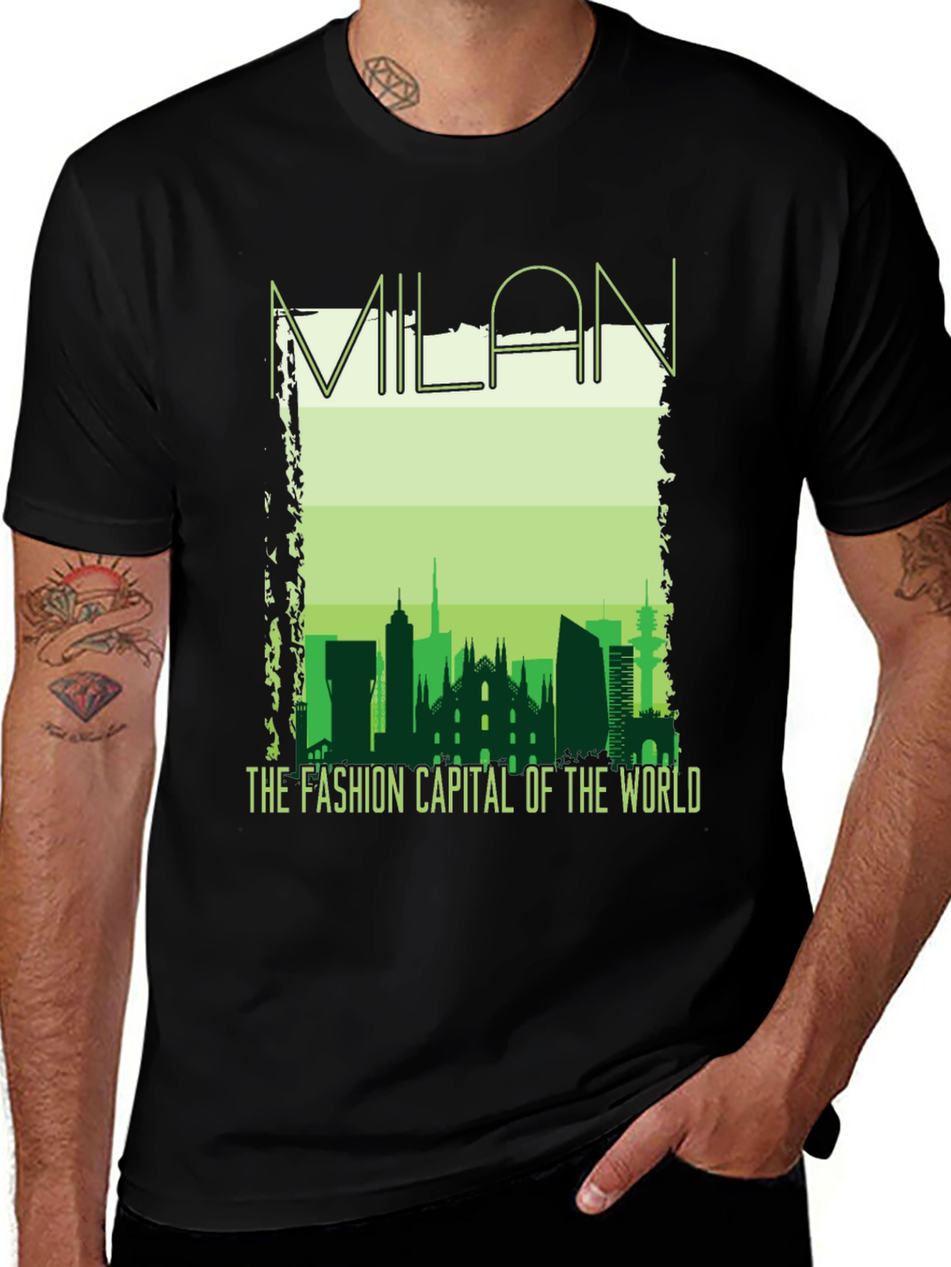 Milan Fashion Capital Graphic Tee - Trendy Black T-Shirt