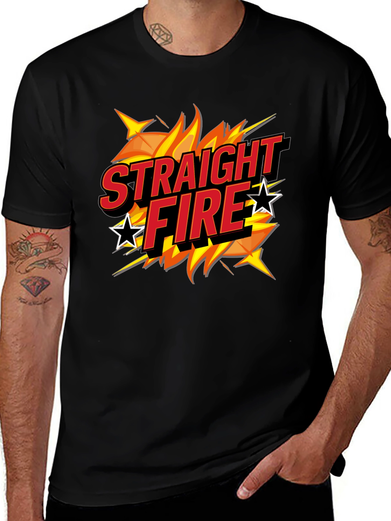 Variant 16 of Straight Fire Graphic Print Black T-Shirt