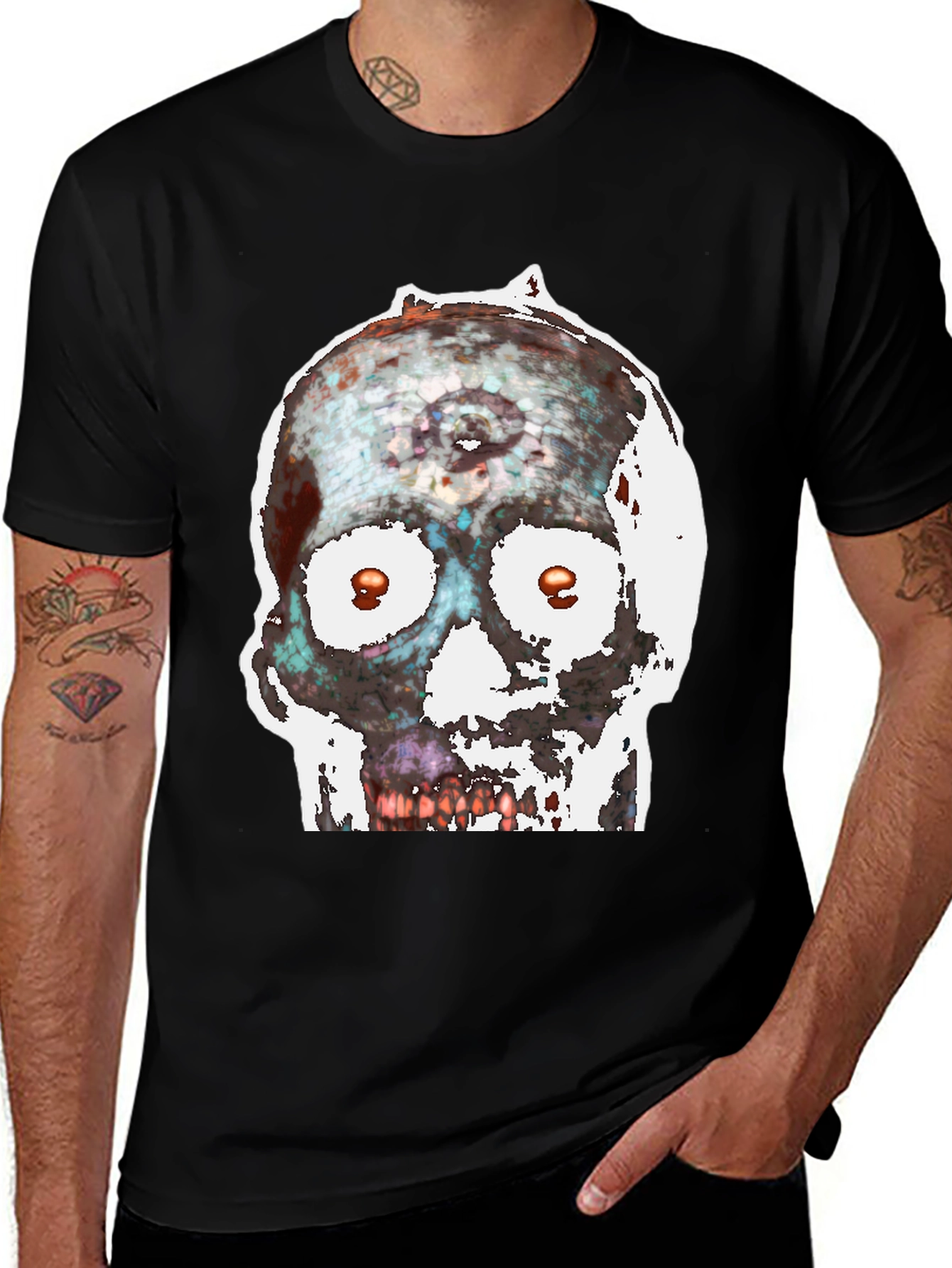 Black Edgy Skull Graphic Tee main image