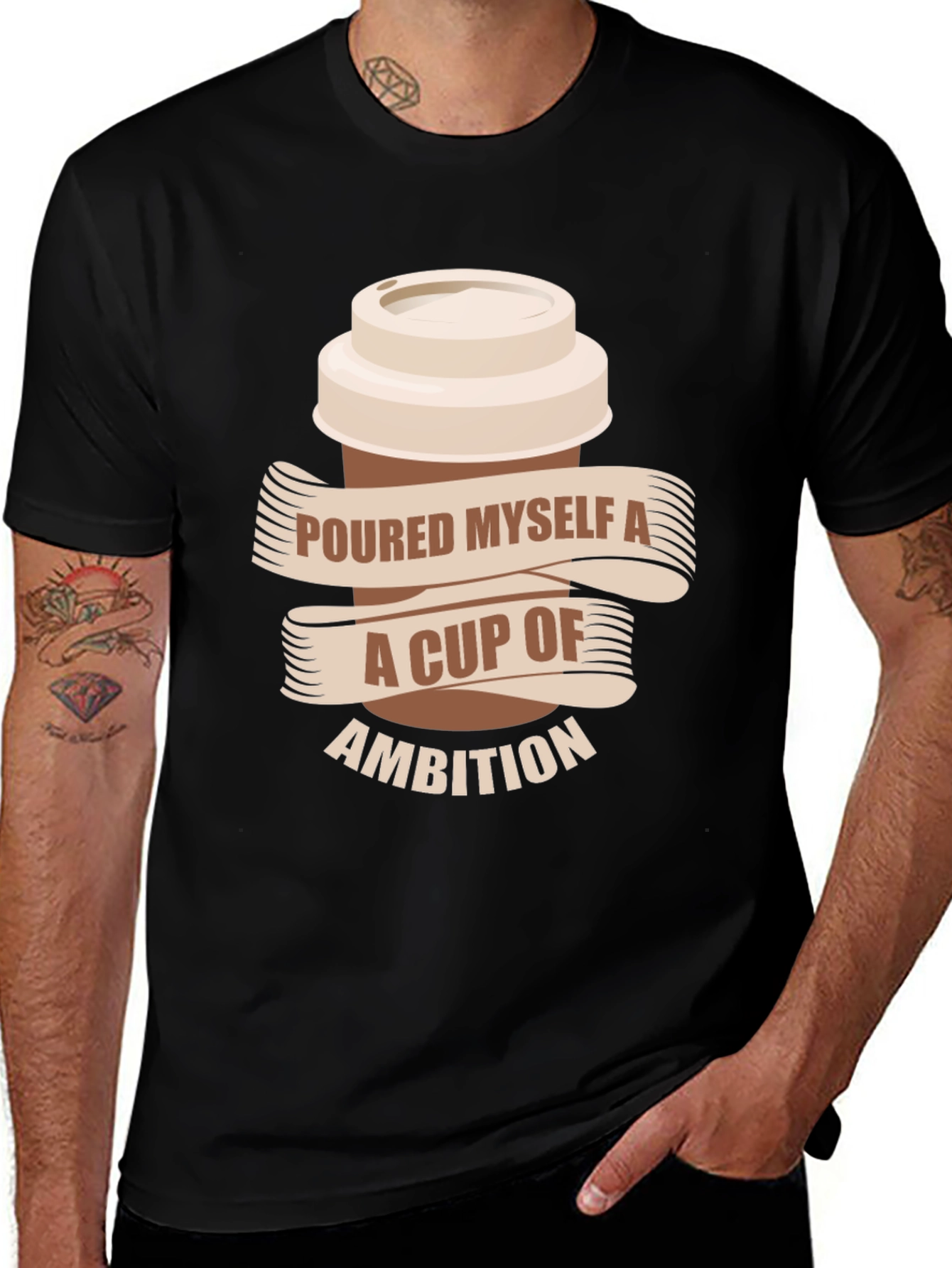 Variant 12 of Ambition Coffee T-Shirt - Black, Short Sleeve, Graphic Print