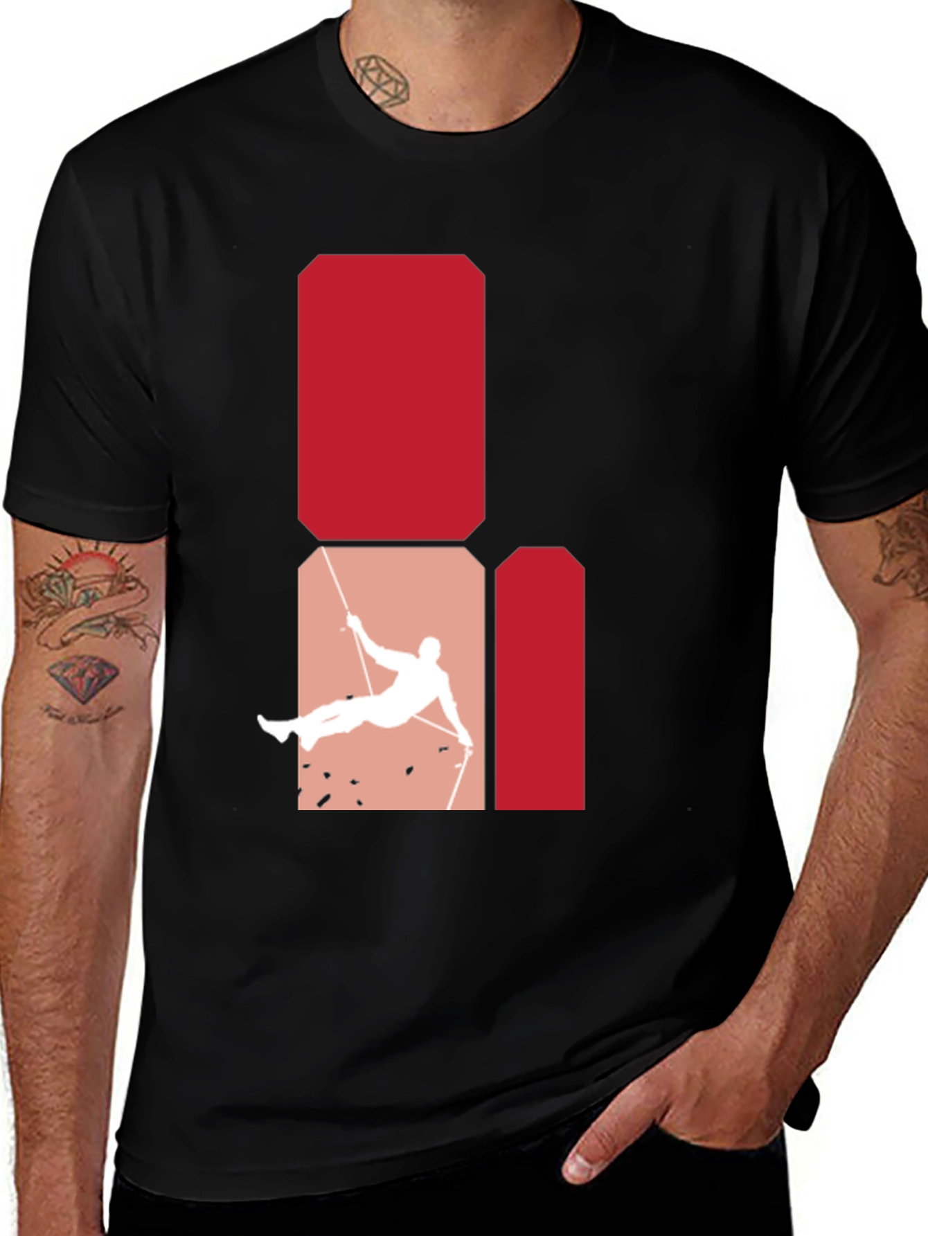 Variant 5 of Climbing Silhouette Graphic Print Black T-Shirt