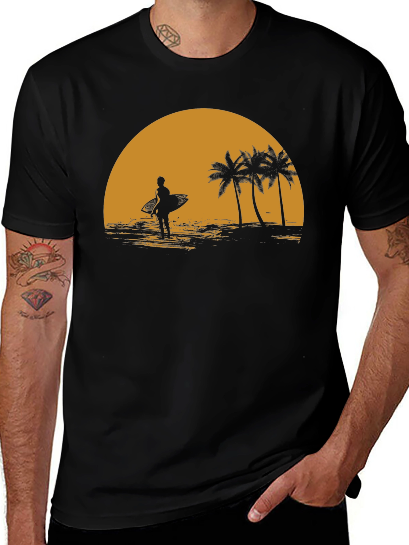 Variant 24 of Sunset Surfer Graphic Tee - Beach Vibes