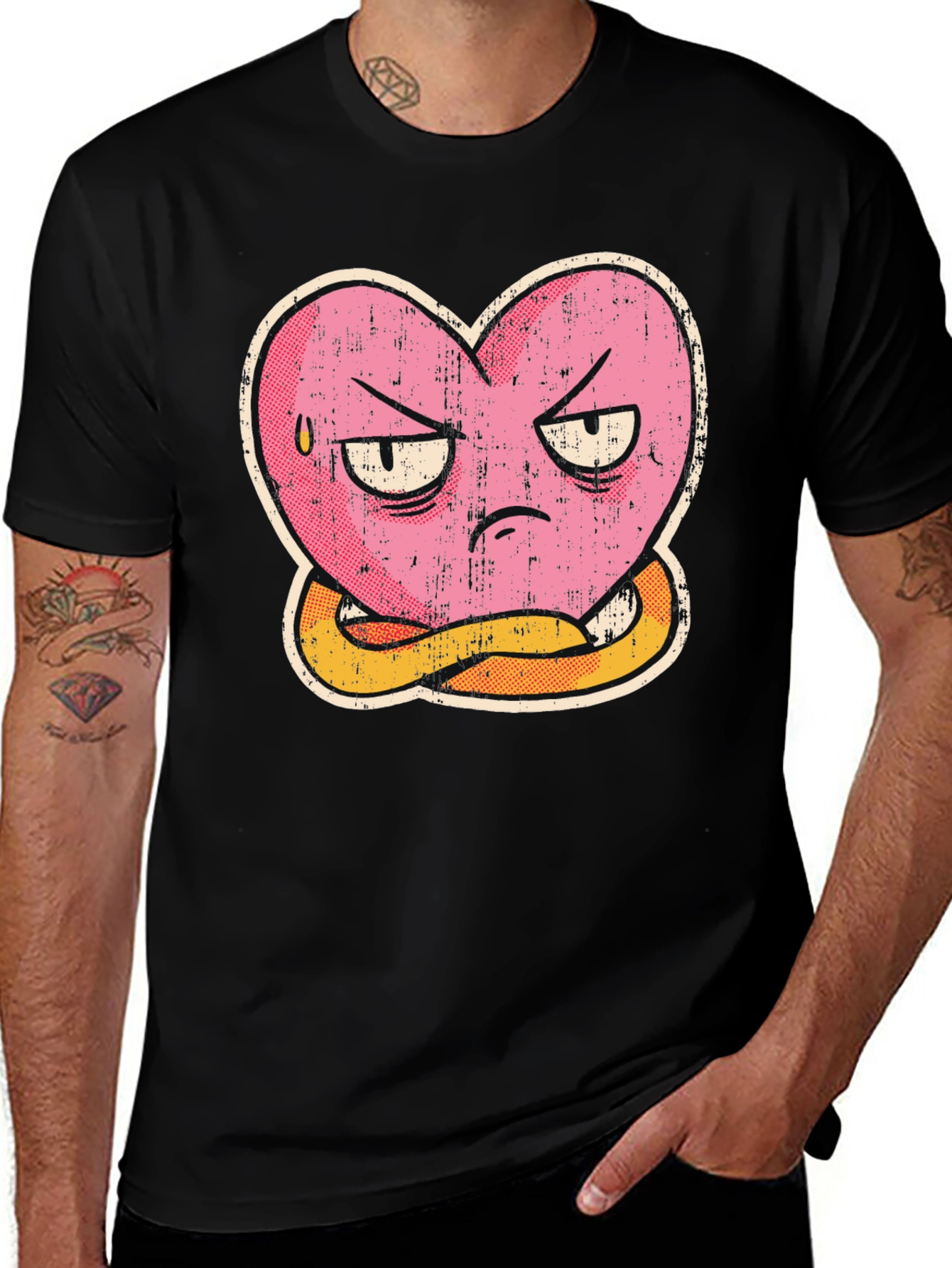 Variant 20 of Grumpy Heart Graphic Tee - Black Cotton T-Shirt
