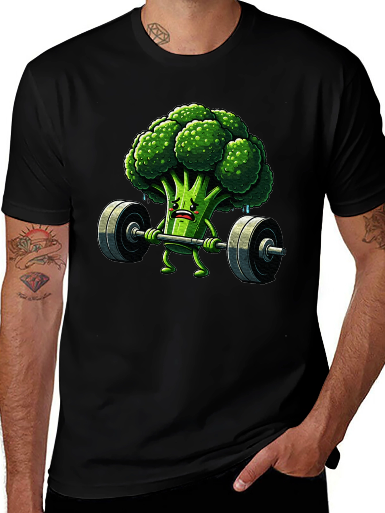 Weightlifting Broccoli Graphic T-Shirt