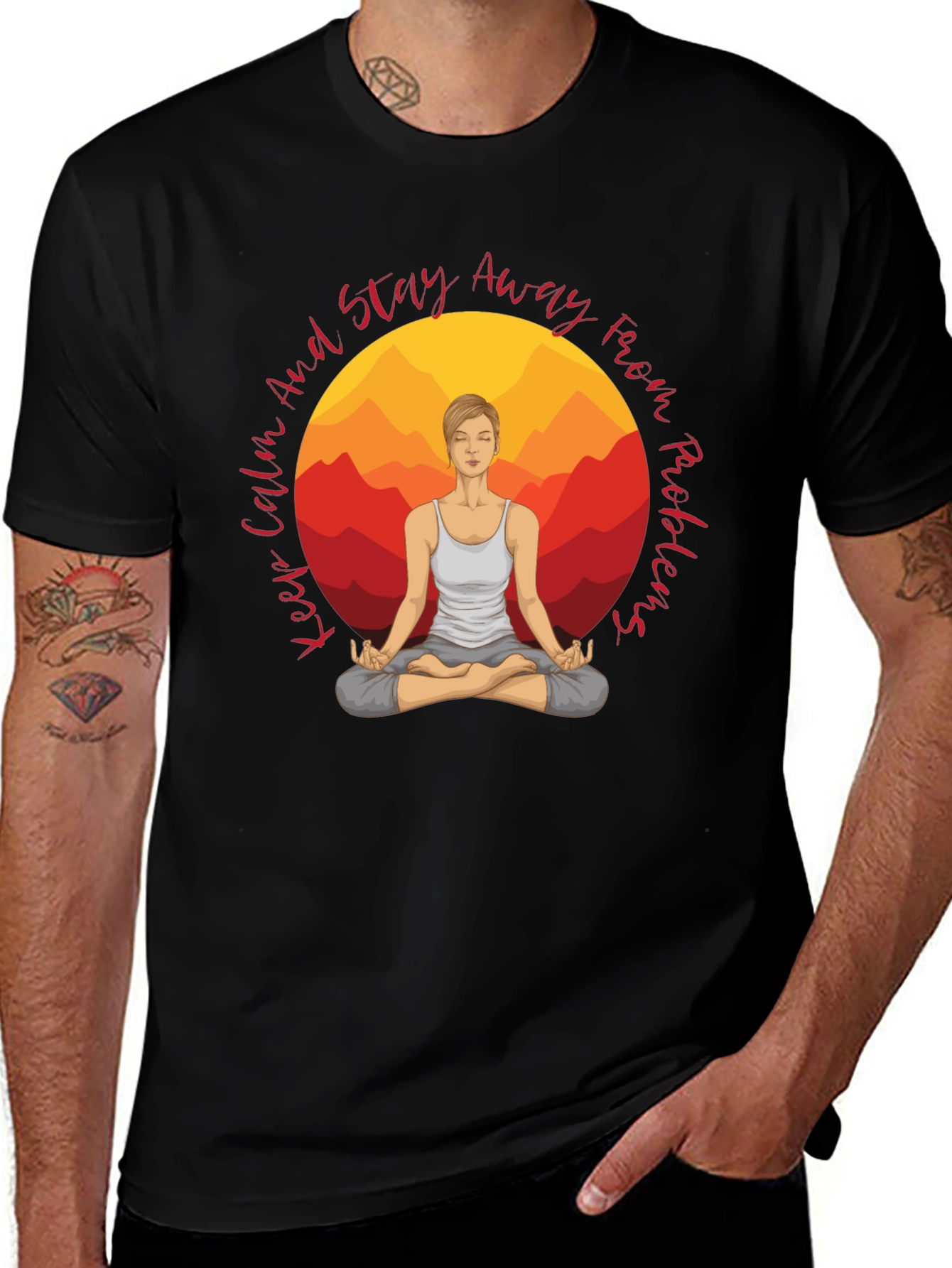 Variant 13 of Yoga Meditation T-Shirt - Keep Calm & Stay Away From Problems