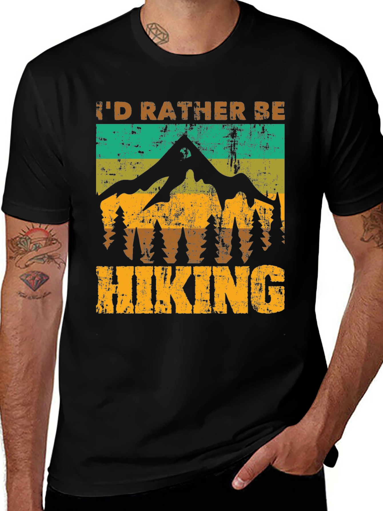 Variant 17 of I'd Rather Be Hiking T-Shirt - Nature Adventure Tee