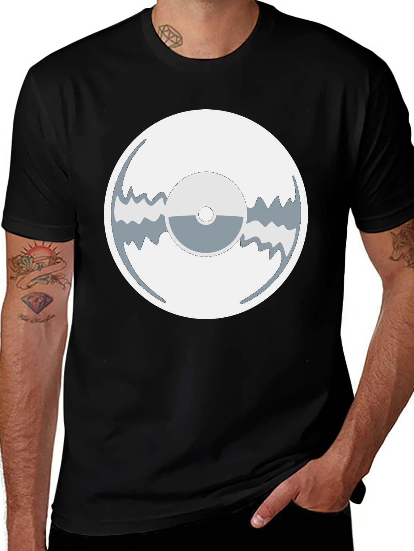 Variant 3 of Unique Graphic Tee - Abstract Record Design