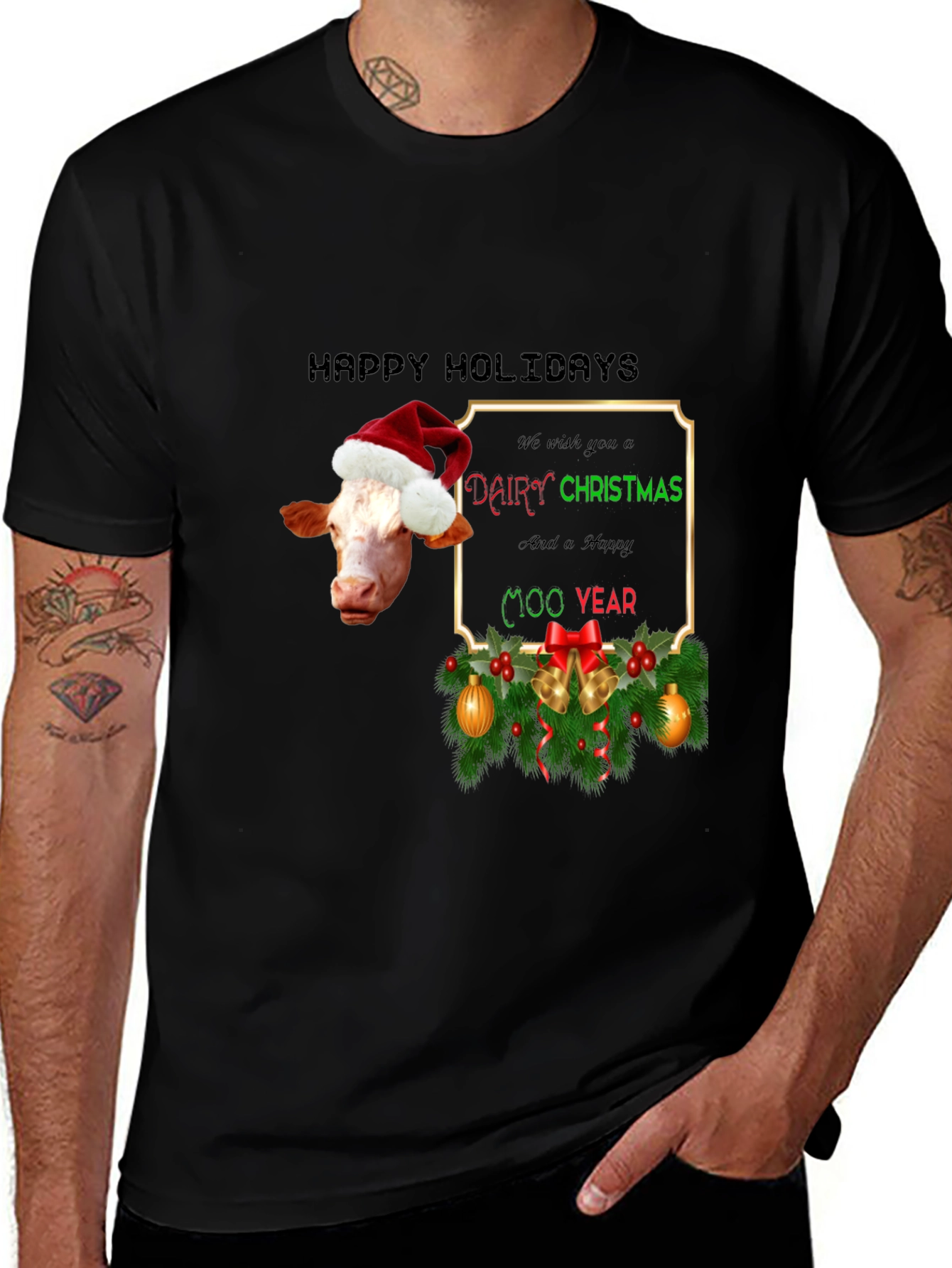 Variant 30 of Funny Christmas Cow T-Shirt Happy Moo Year Holidays