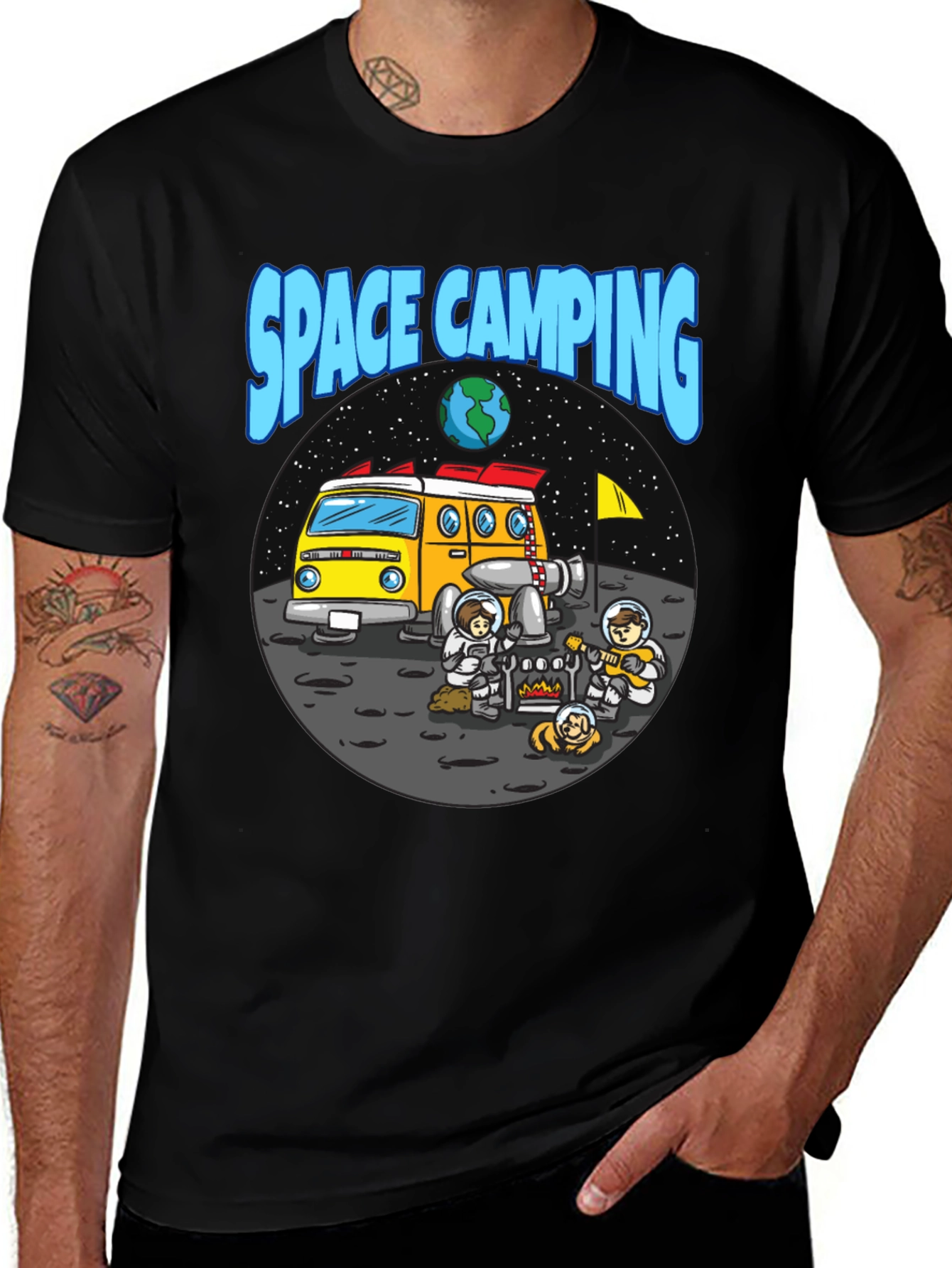 Variant 13 of Space Camping Graphic T-Shirt - Black