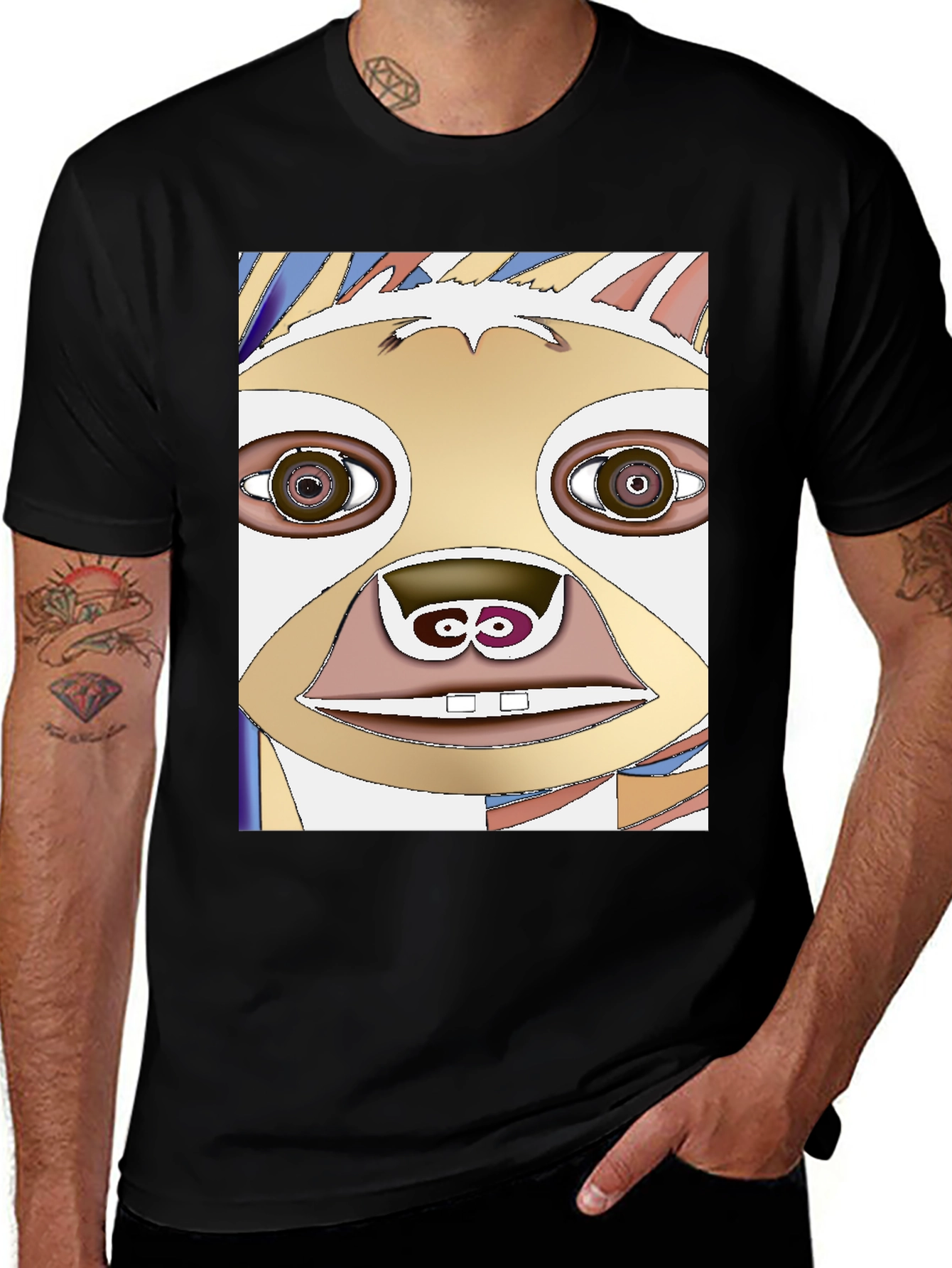 Variant 3 of Abstract Sloth Graphic Tee - Unique Art Design