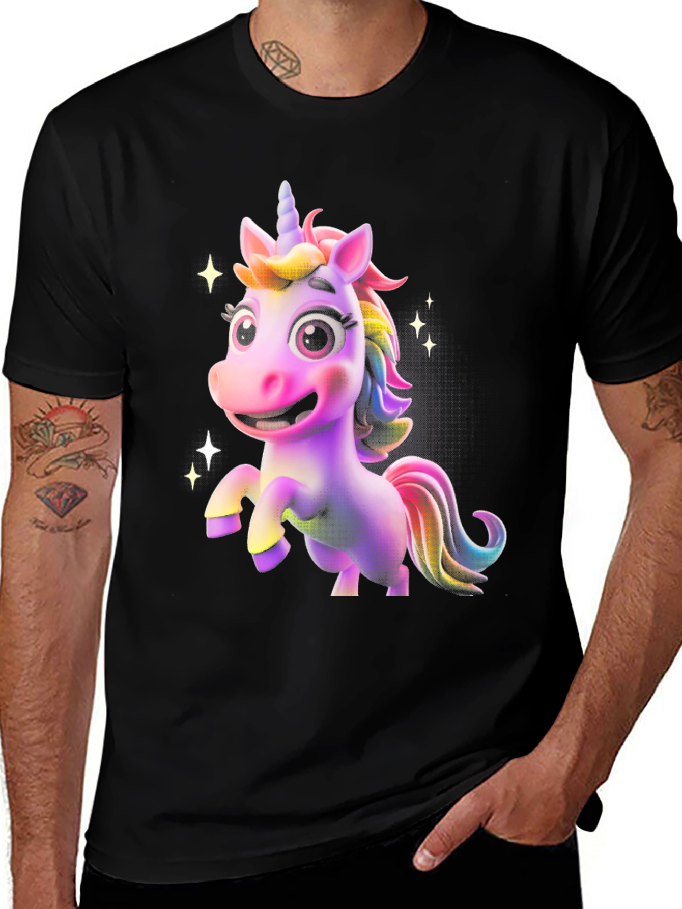 Variant 13 of Unicorn Graphic T-Shirt - Black, Fun Design
