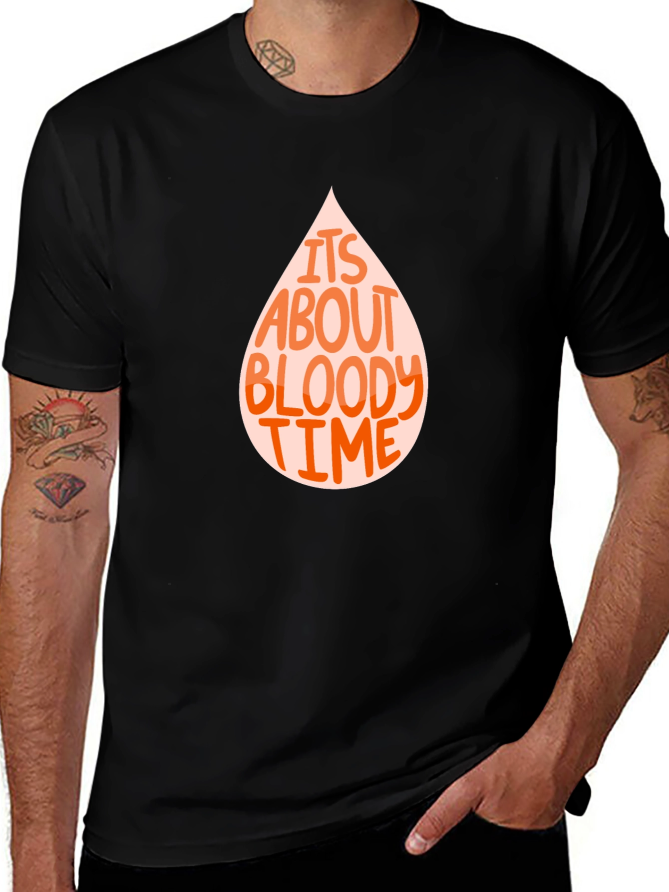 Variant 13 of Its About Bloody Time Graphic Tee - Black Cotton T-Shirt