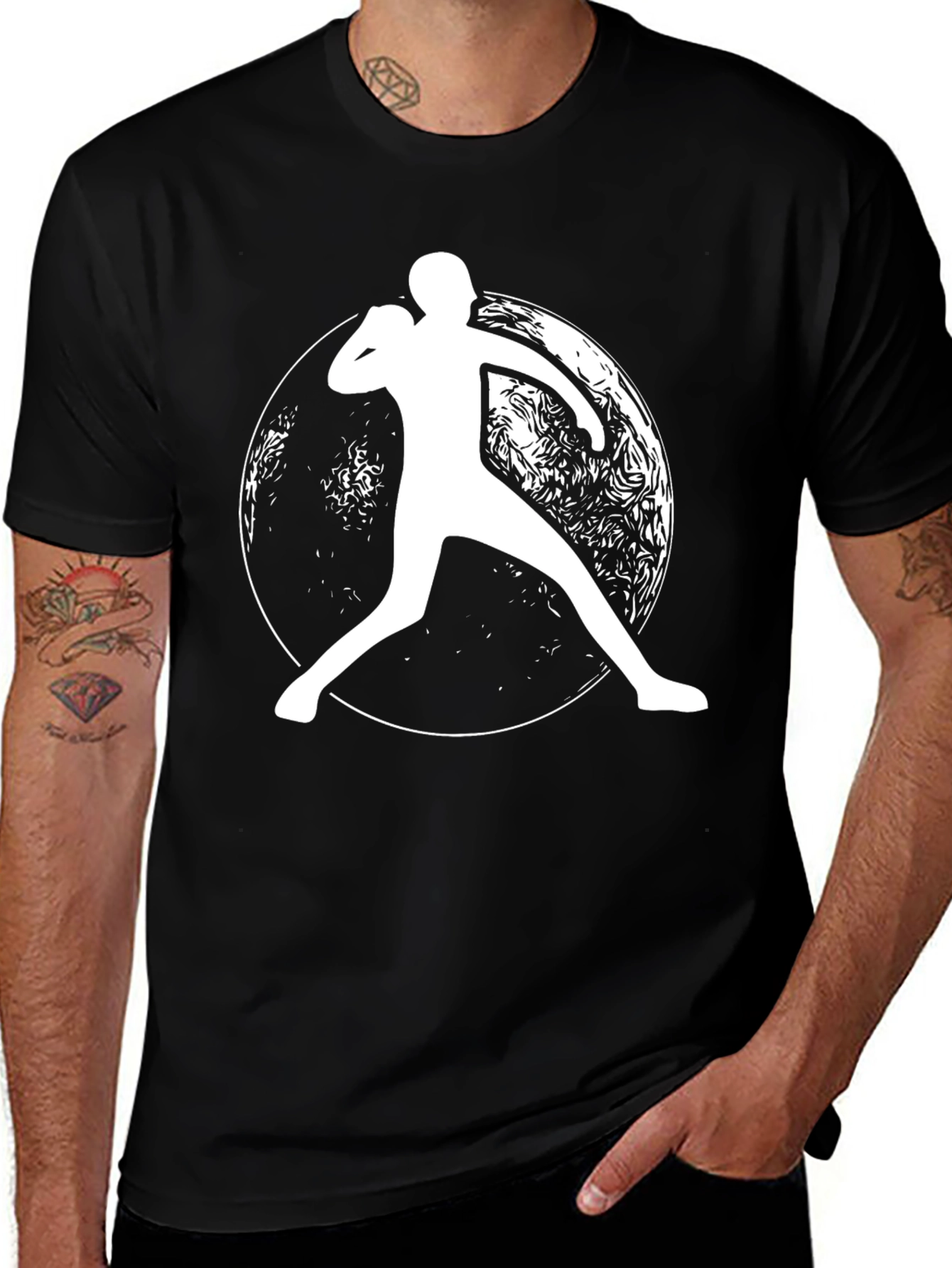 Variant 27 of Shot Put Athlete Graphic Tee - Black Cotton Blend Shirt