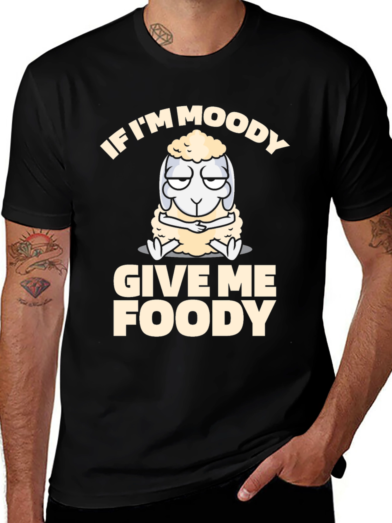 Variant 4 of Moody Foody Sheep T-Shirt: Soft Cotton, Funny Graphic Tee