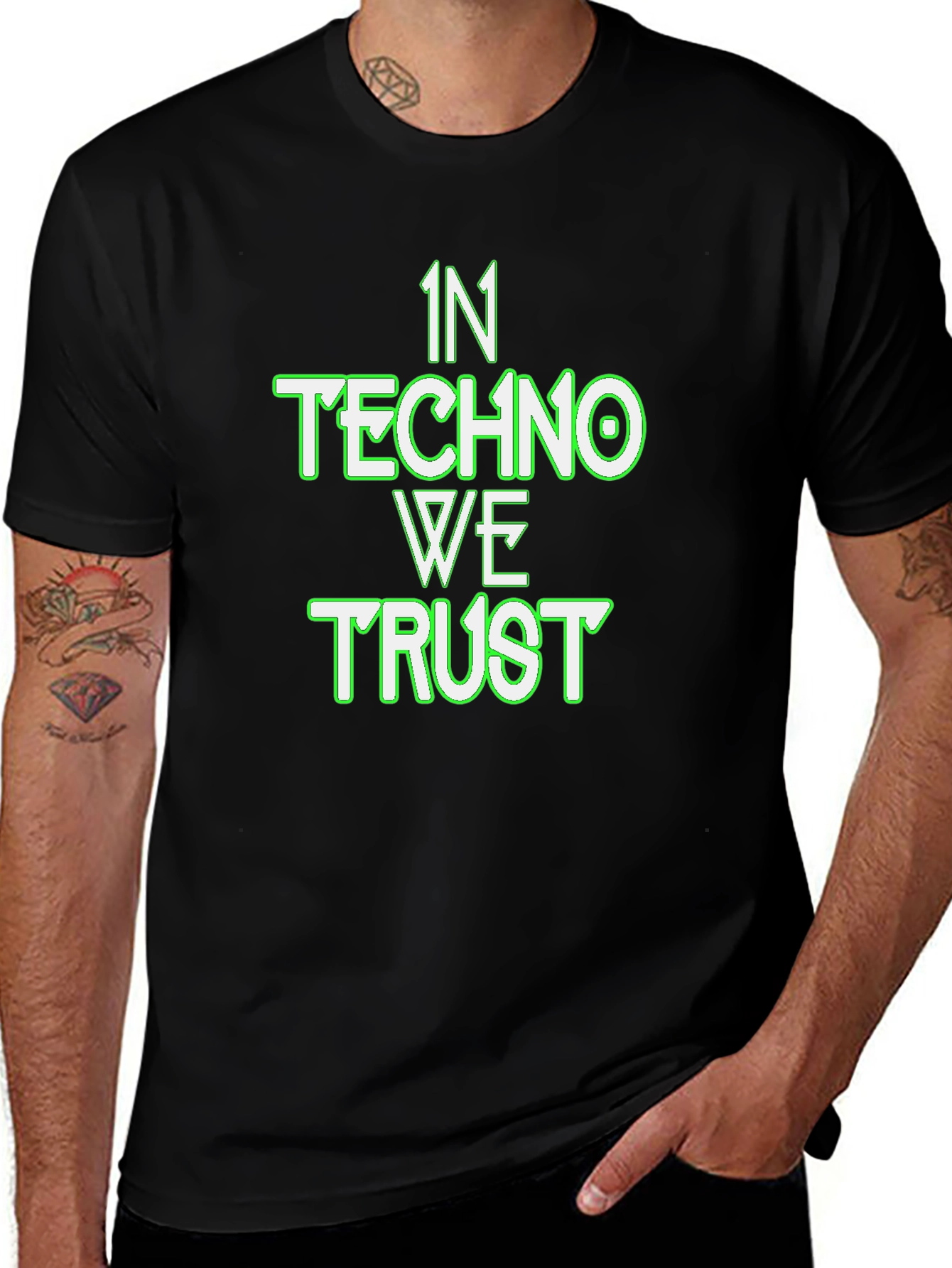 Variant 26 of In Techno We Trust Black Graphic Tee