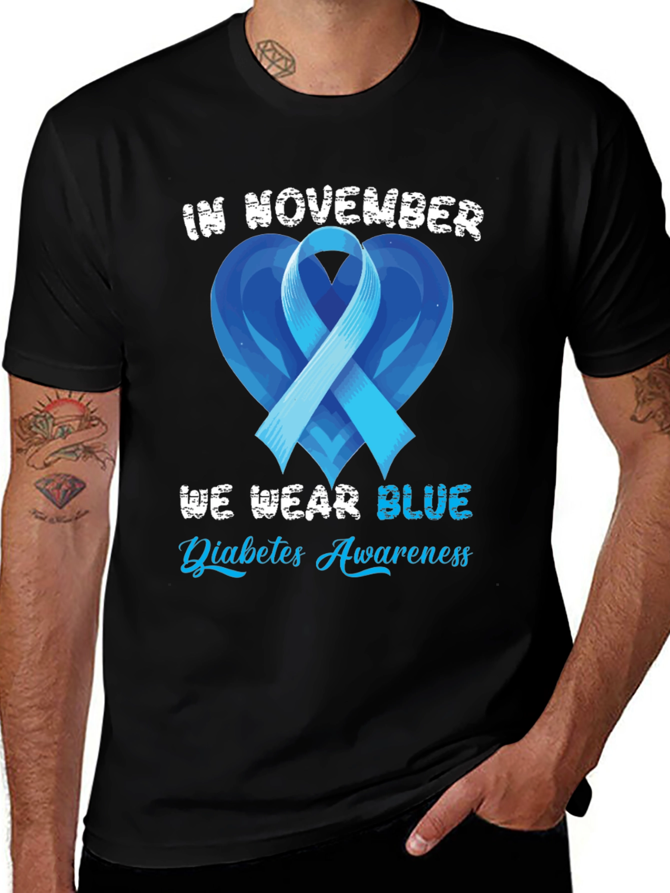 Diabetes Awareness Blue Ribbon T-Shirt