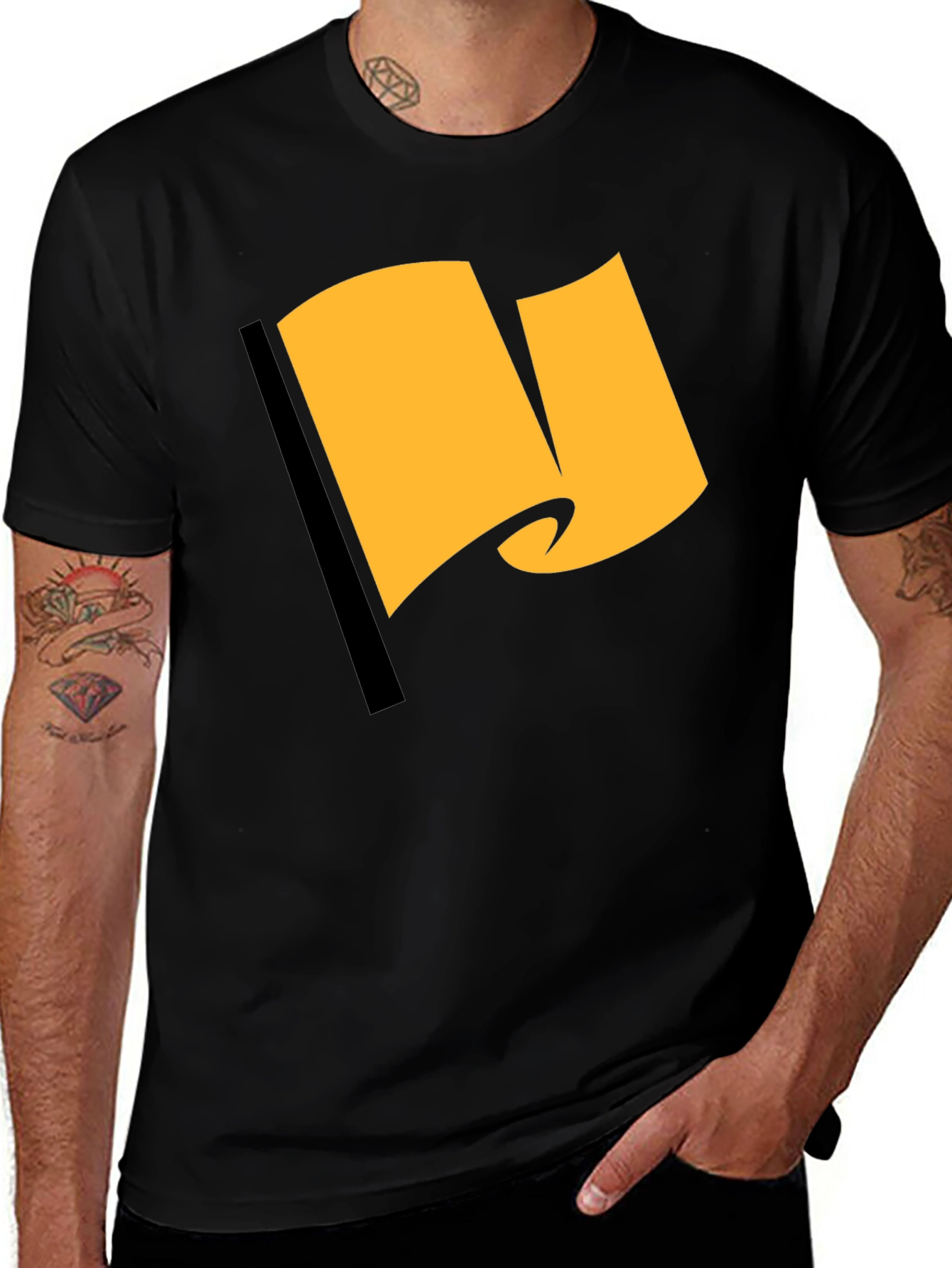 Variant 28 of Black T-Shirt with Graphic Flag Design