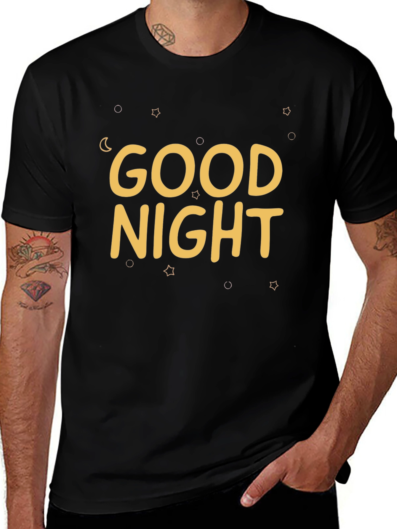 Good Night Graphic Tee - Black Cotton T-Shirt