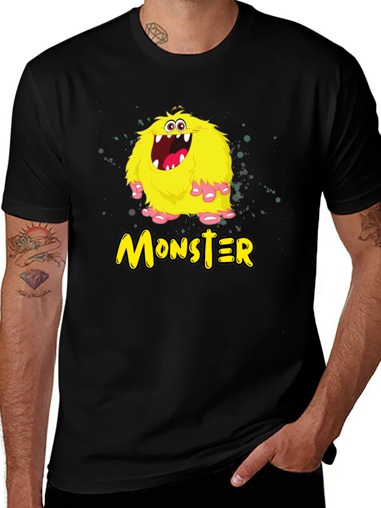 Variant 12 of Monster Graphic T-Shirt - Black Cotton Tee