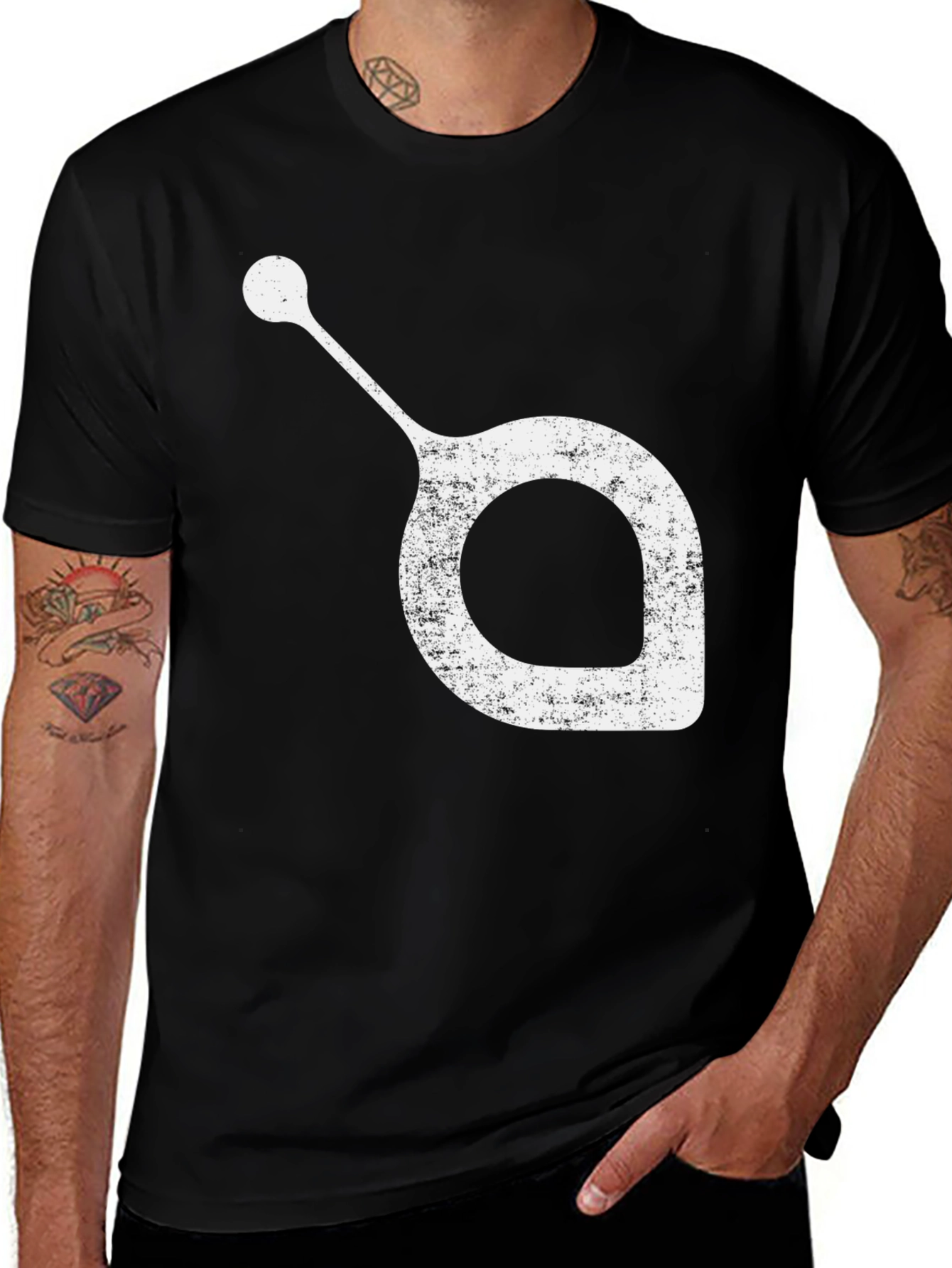 Variant 21 of Unique White Graphic Print on Black T-Shirt