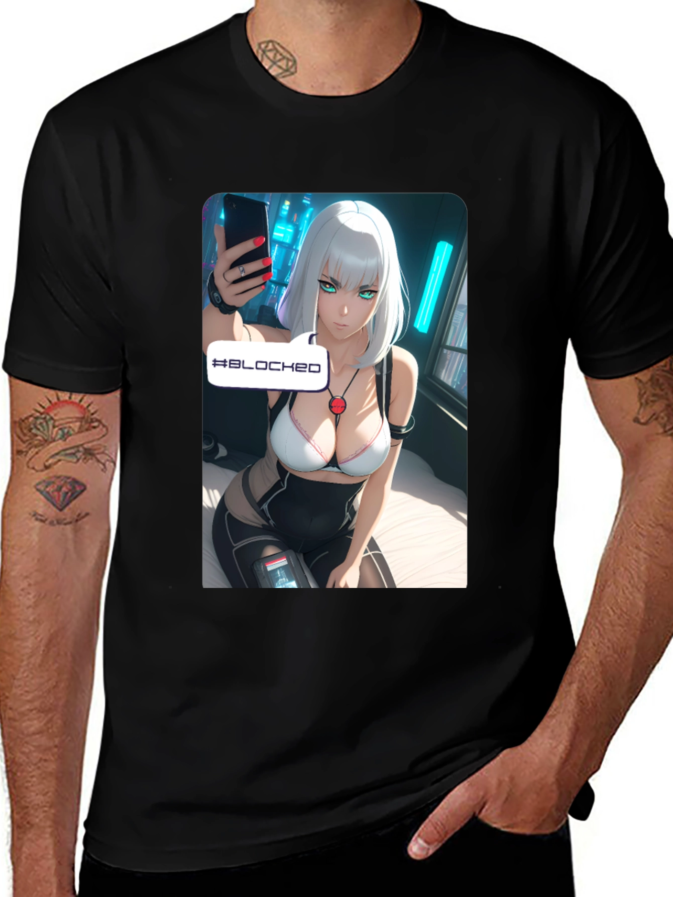 Variant 27 of Anime-Inspired Black Graphic Tee