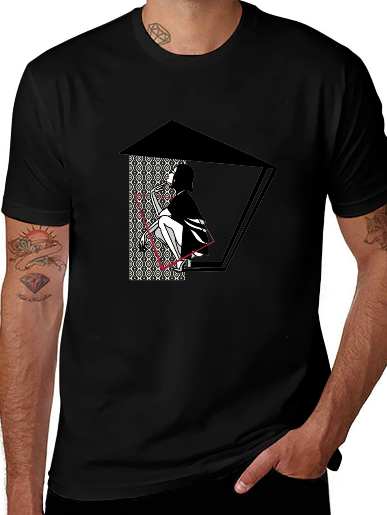 Variant 2 of Artistic Graphic Print Black T-Shirt