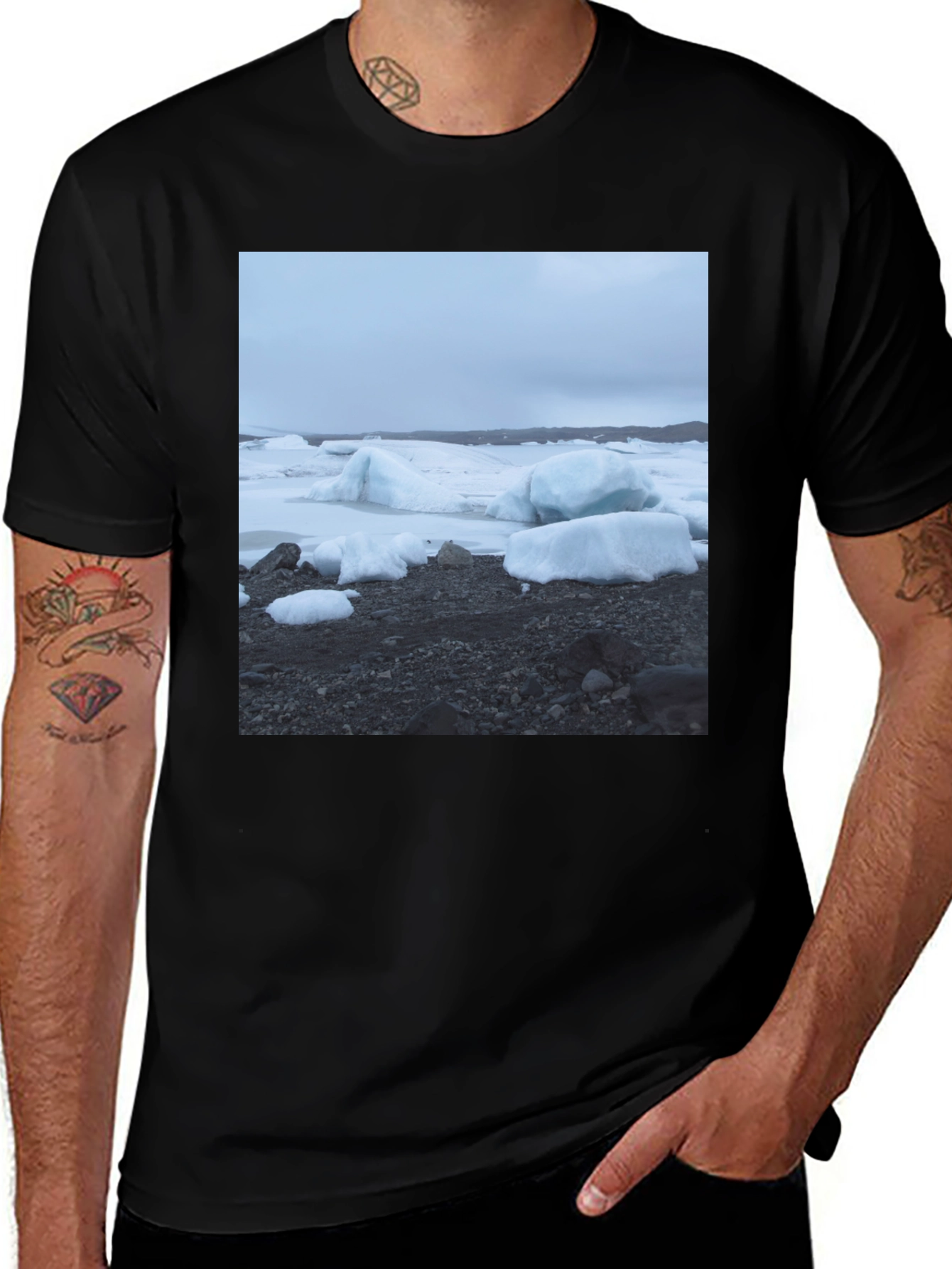 Glacier Scene Black T-Shirt