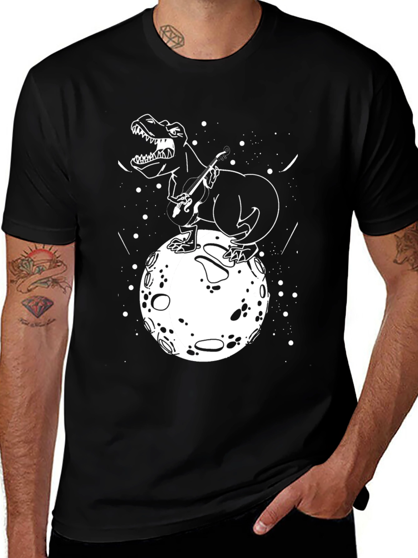 Variant 20 of Dino Moon Serenade T-Shirt - Funny Trex Design