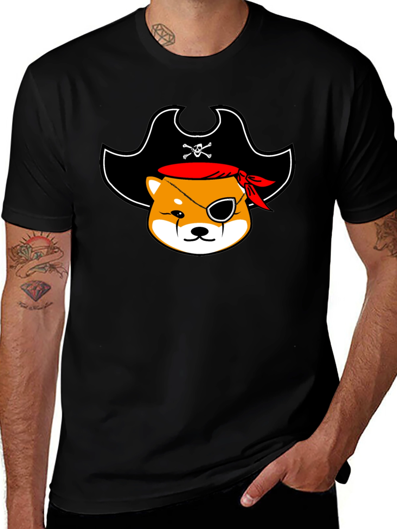 Pirate Shiba Inu T-Shirt - Black Cotton Tee