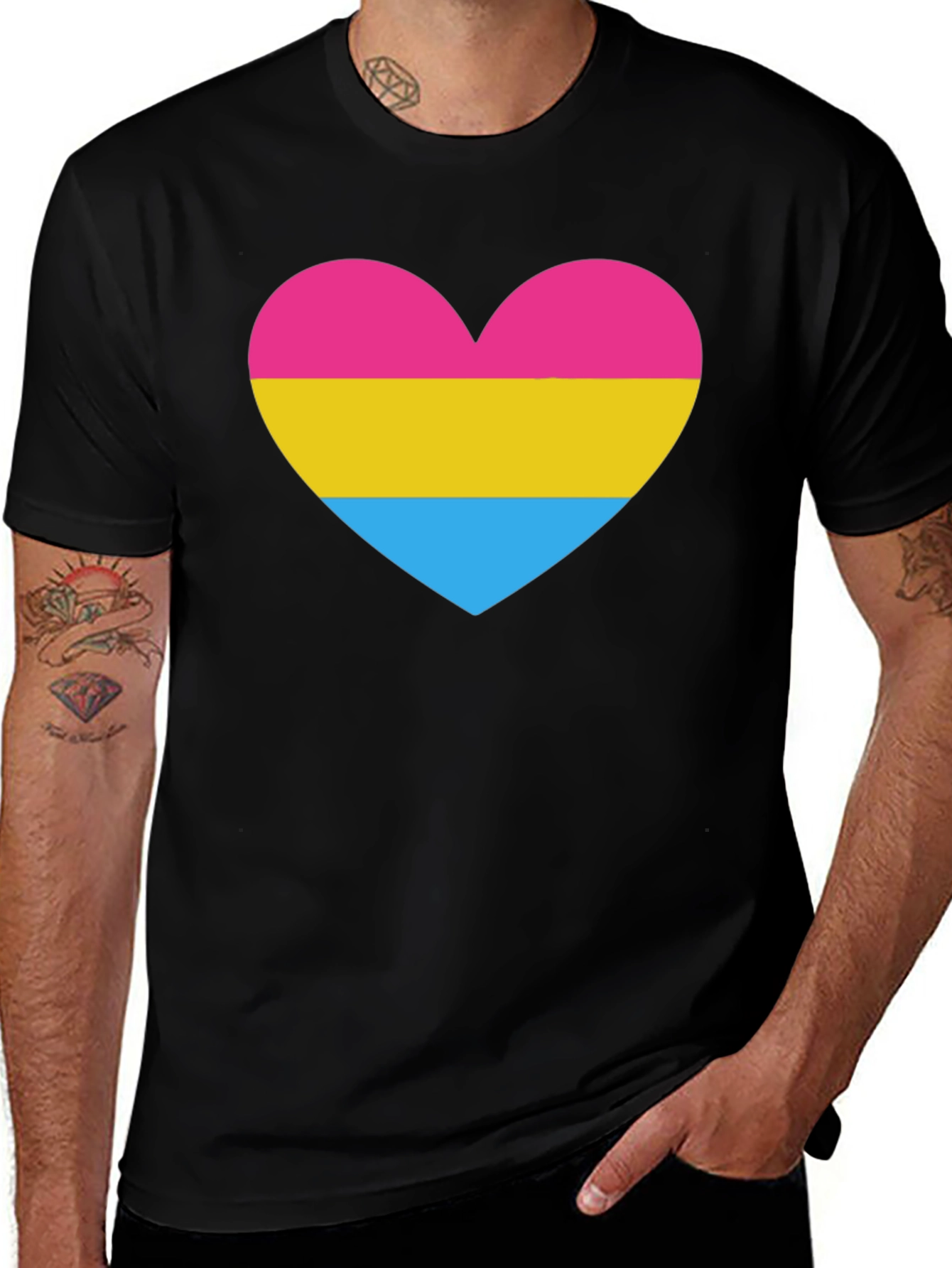 Variant 21 of Pansexual Pride Heart T-Shirt - Black