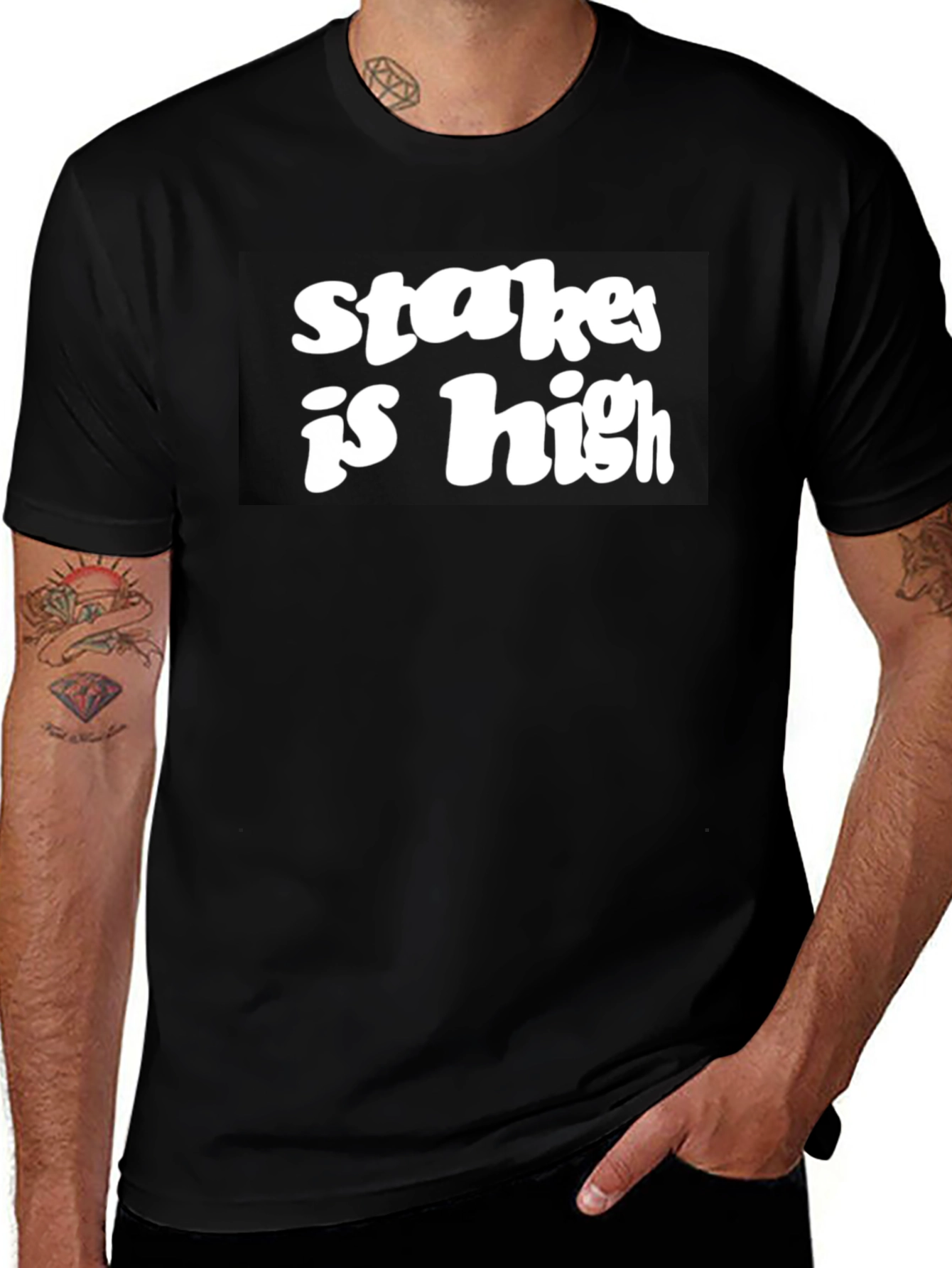 Variant 15 of Stakes Is High Black Graphic Tee